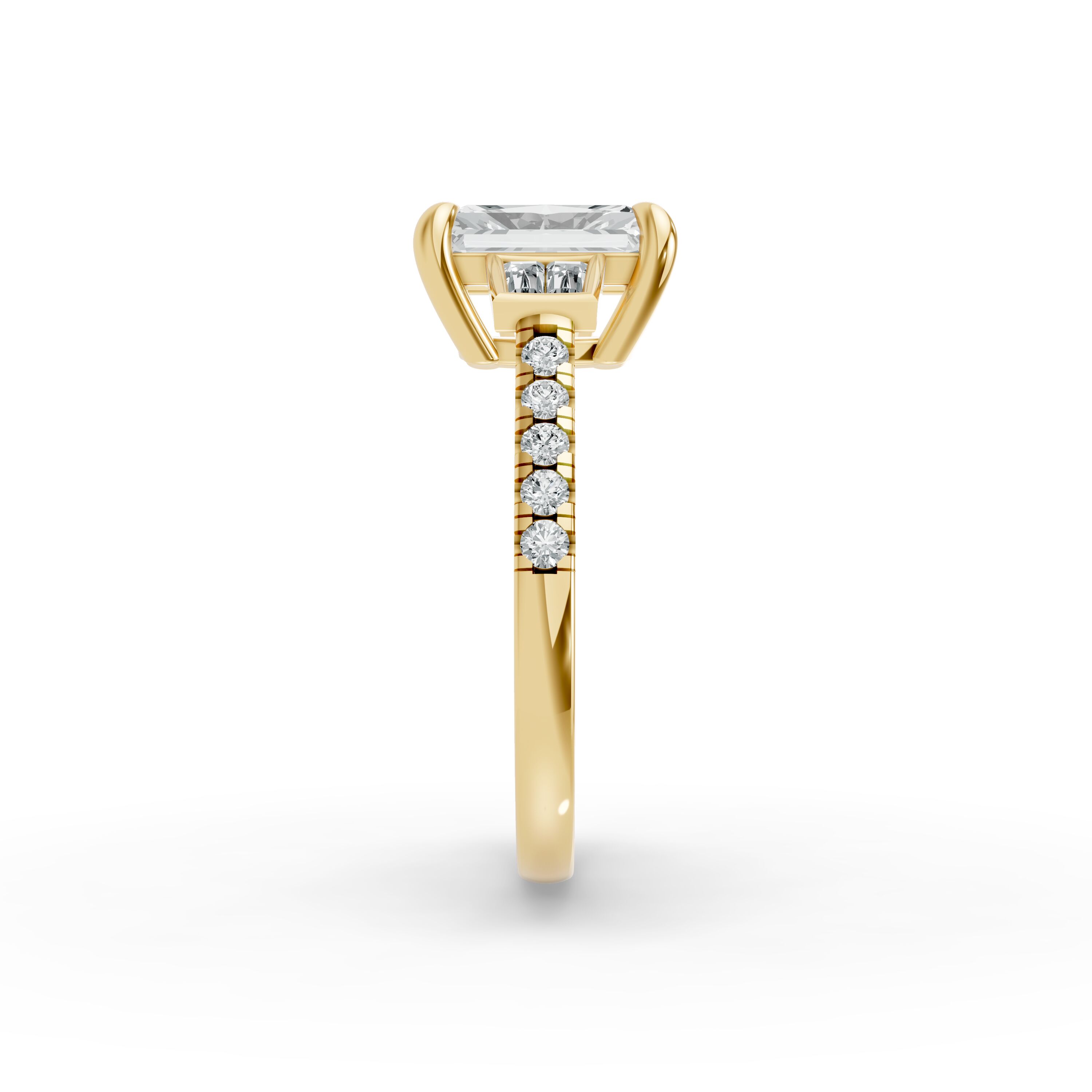Radiant Shape Diamond Fancy Engagement Ring in Gold