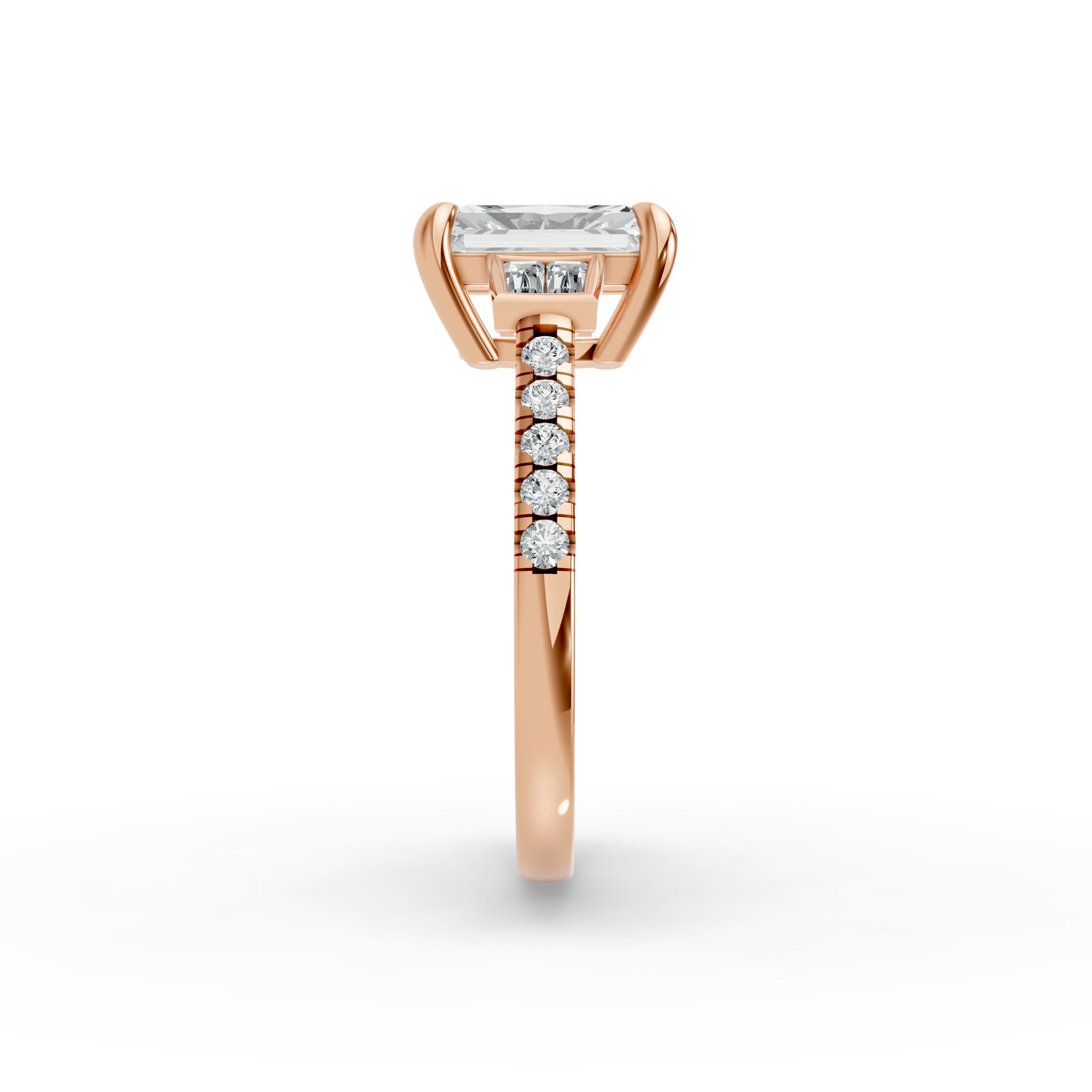 Radiant Shape Diamond Fancy Engagement Ring in Gold