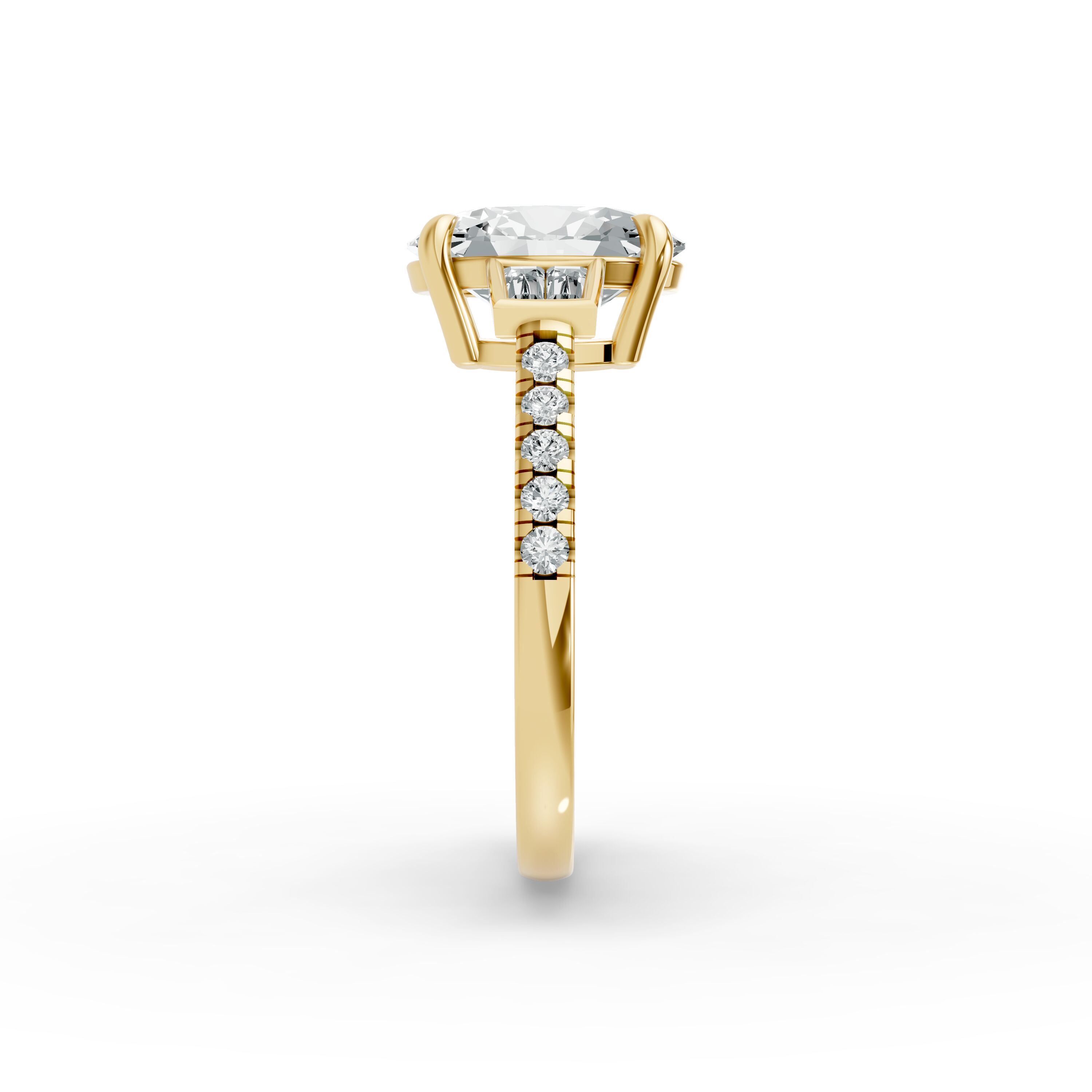 Oval Shape Diamond Fancy Engagement Ring in Gold