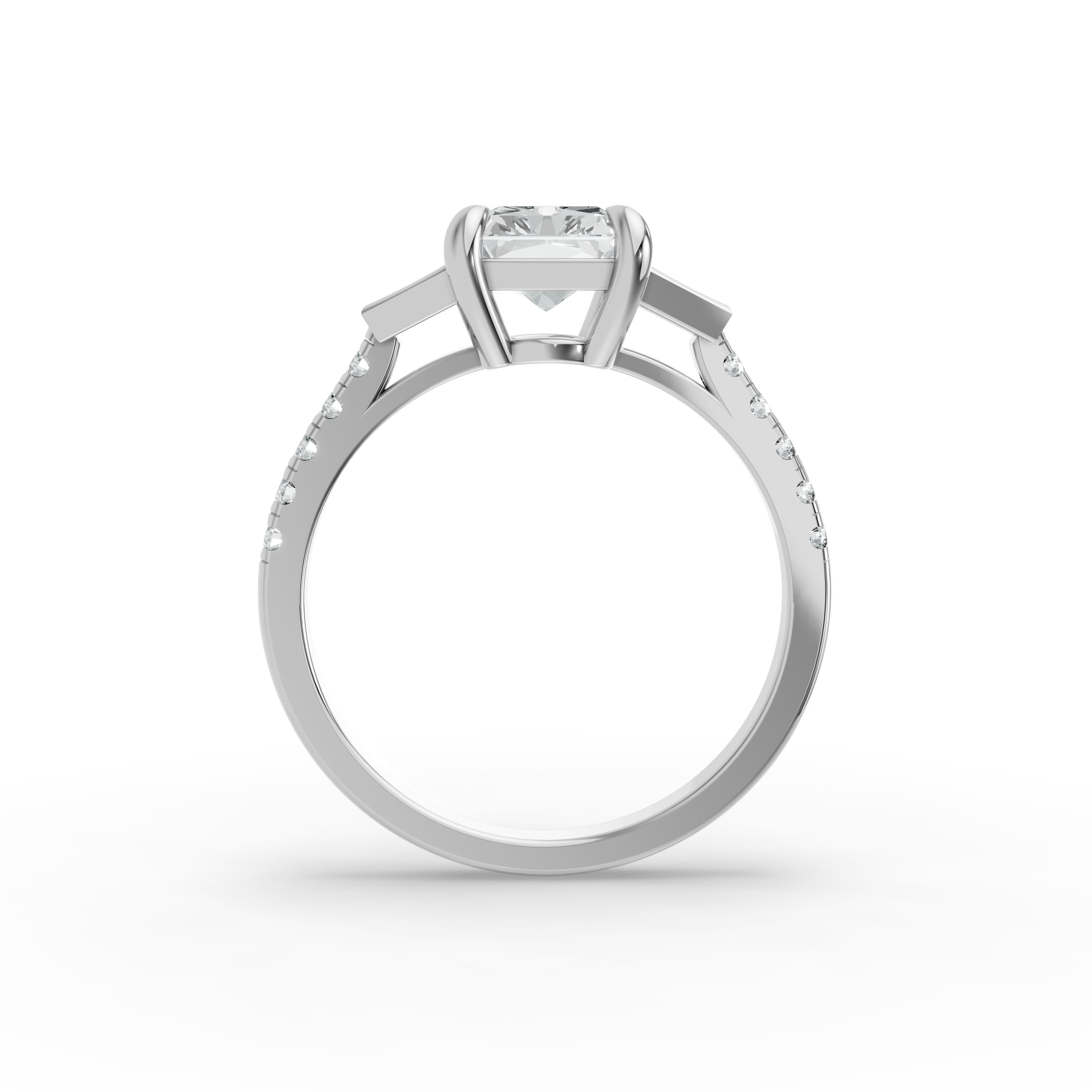 Radiant Shape Diamond Fancy Engagement Ring in Gold