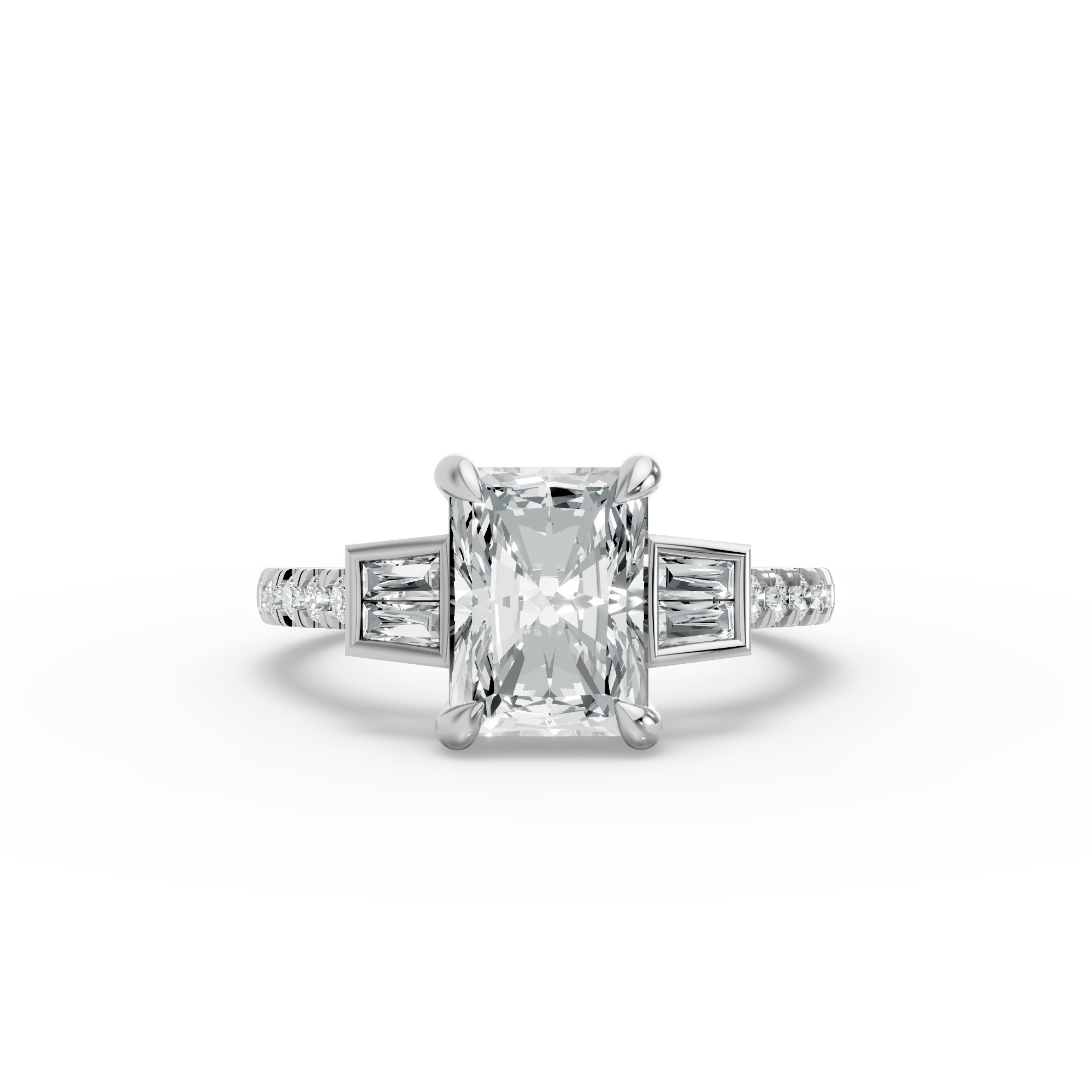 Radiant Shape Diamond Fancy Engagement Ring in Gold