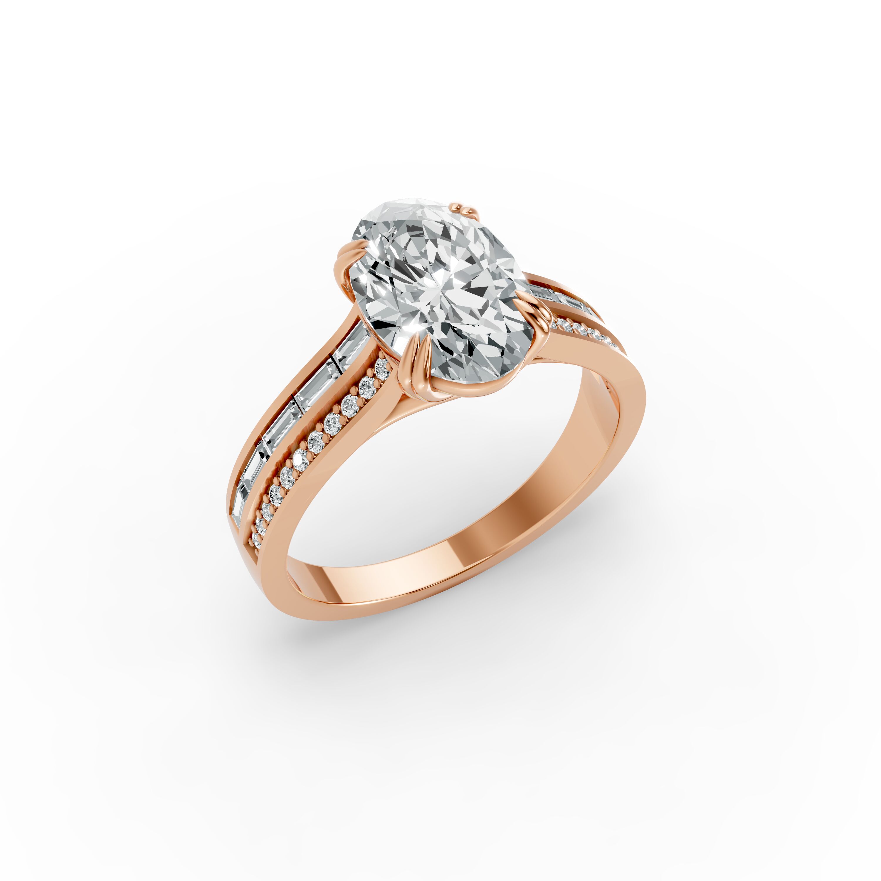 Oval Shape Diamond Fancy Engagement Ring in Gold