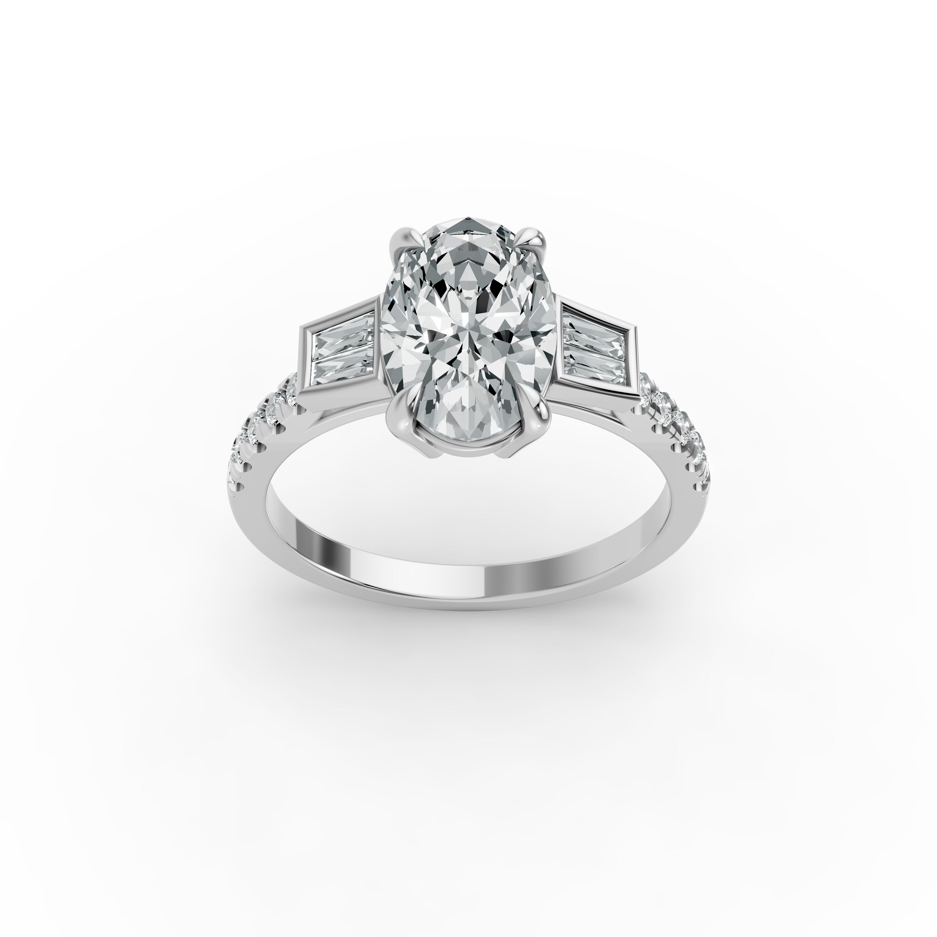 Oval Shape Diamond Fancy Engagement Ring in Gold