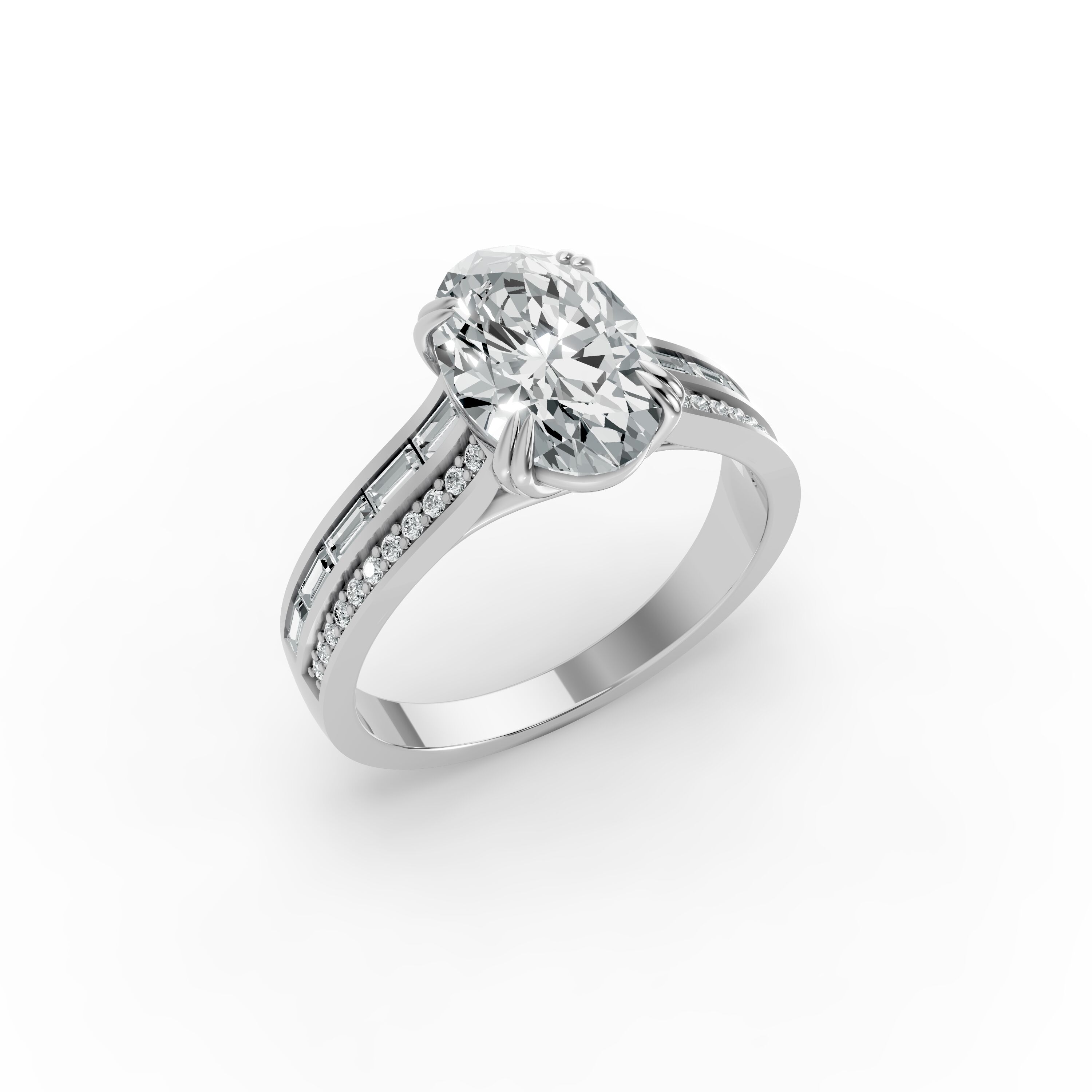 Oval Shape Diamond Fancy Engagement Ring in Gold