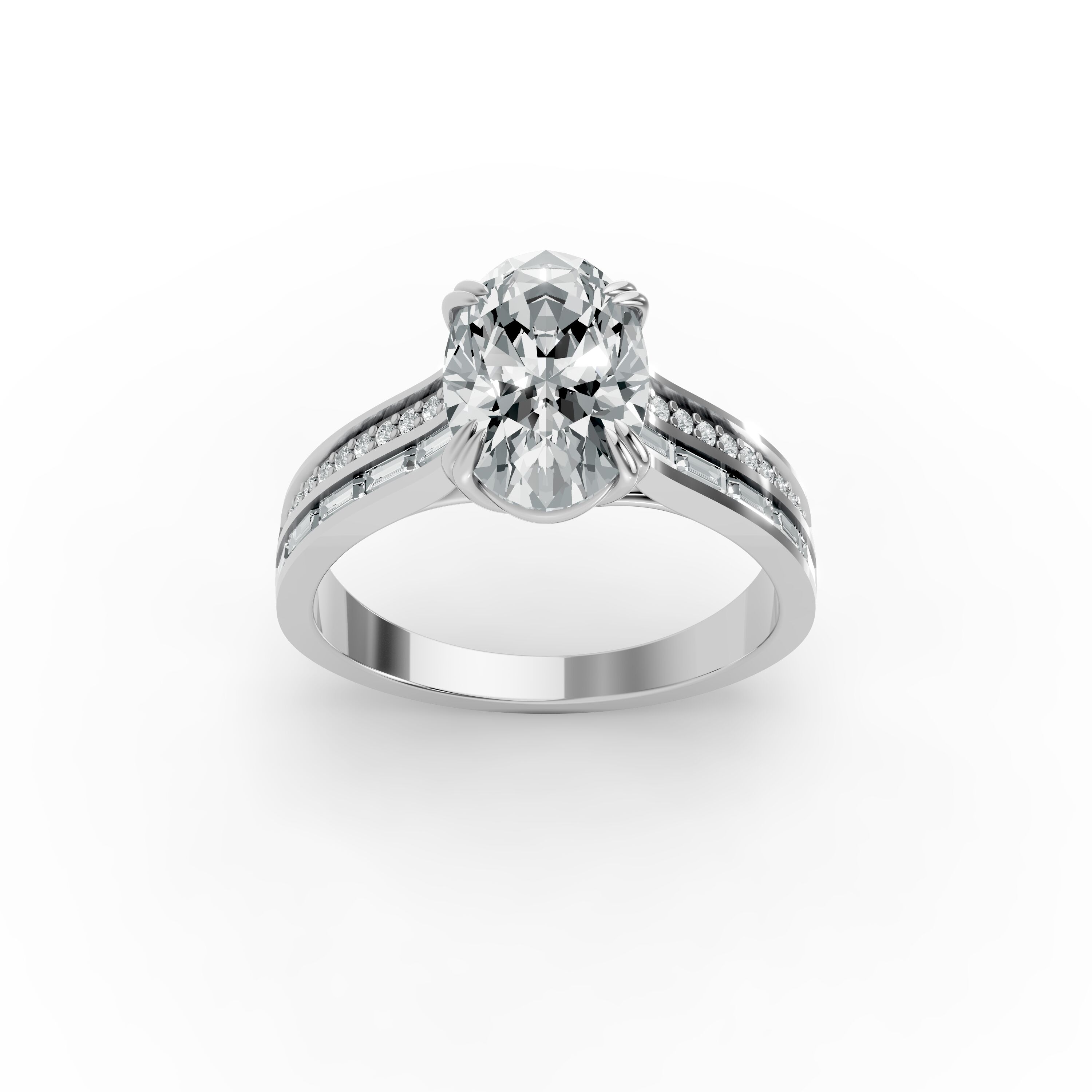 Oval Shape Diamond Fancy Engagement Ring in Gold
