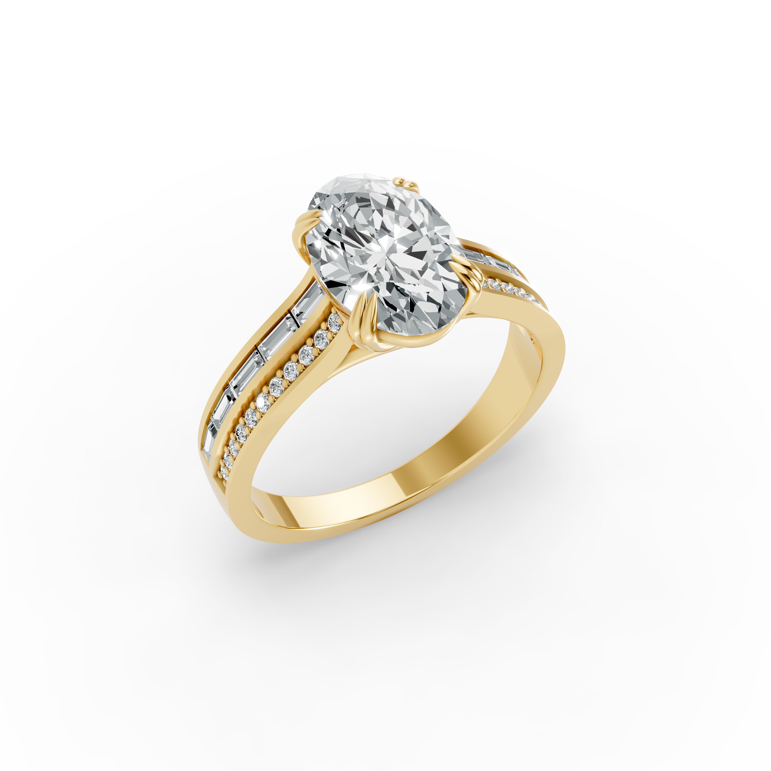 Oval Shape Diamond Fancy Engagement Ring in Gold