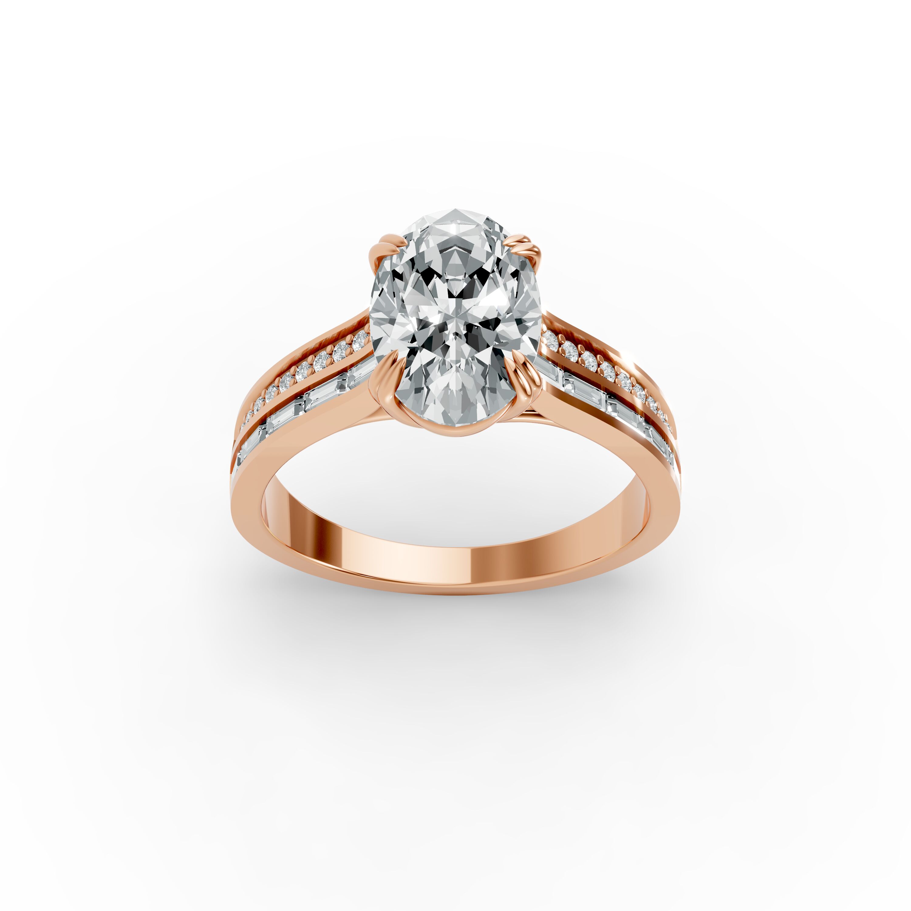 Oval Shape Diamond Fancy Engagement Ring in Gold