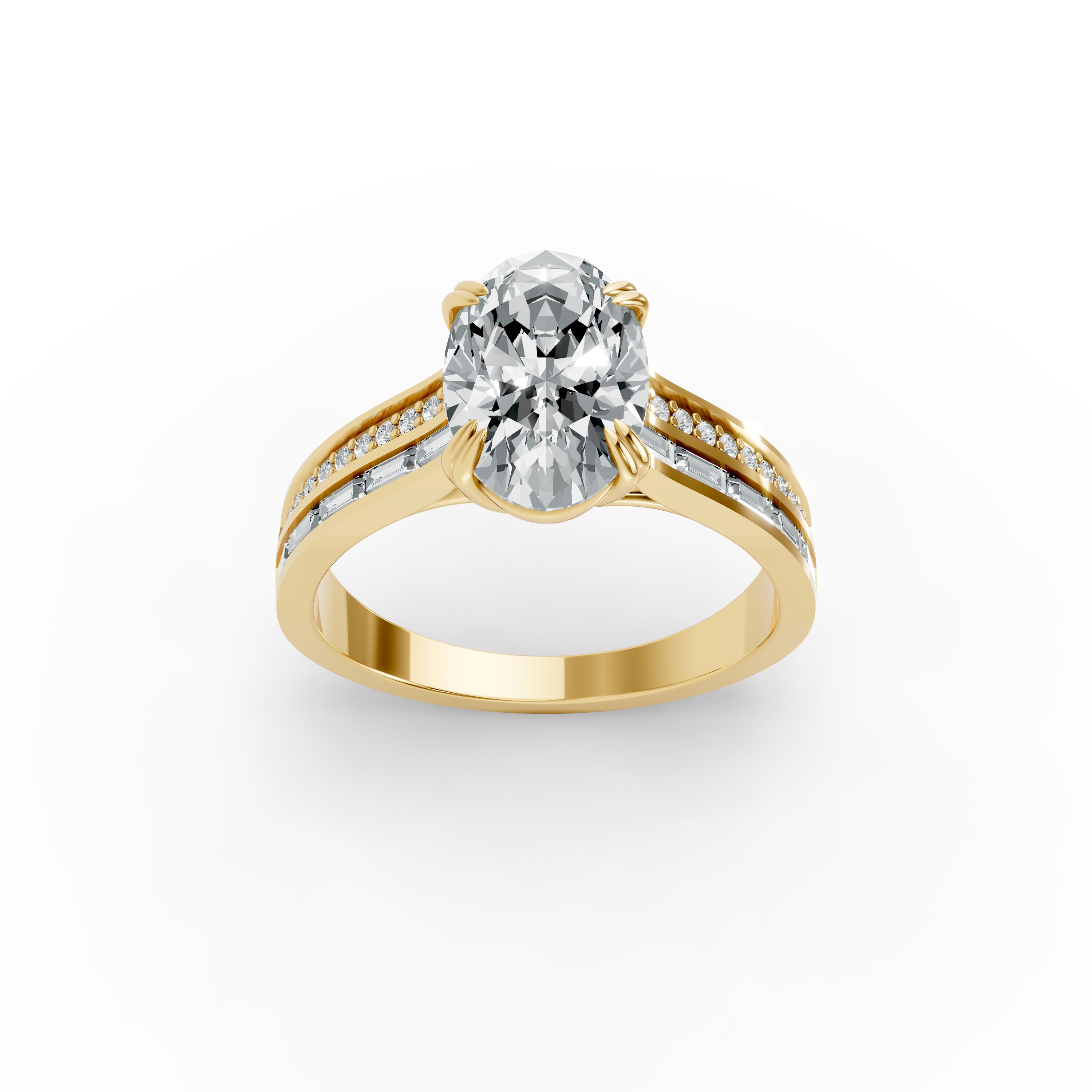 Oval Shape Diamond Fancy Engagement Ring in Gold