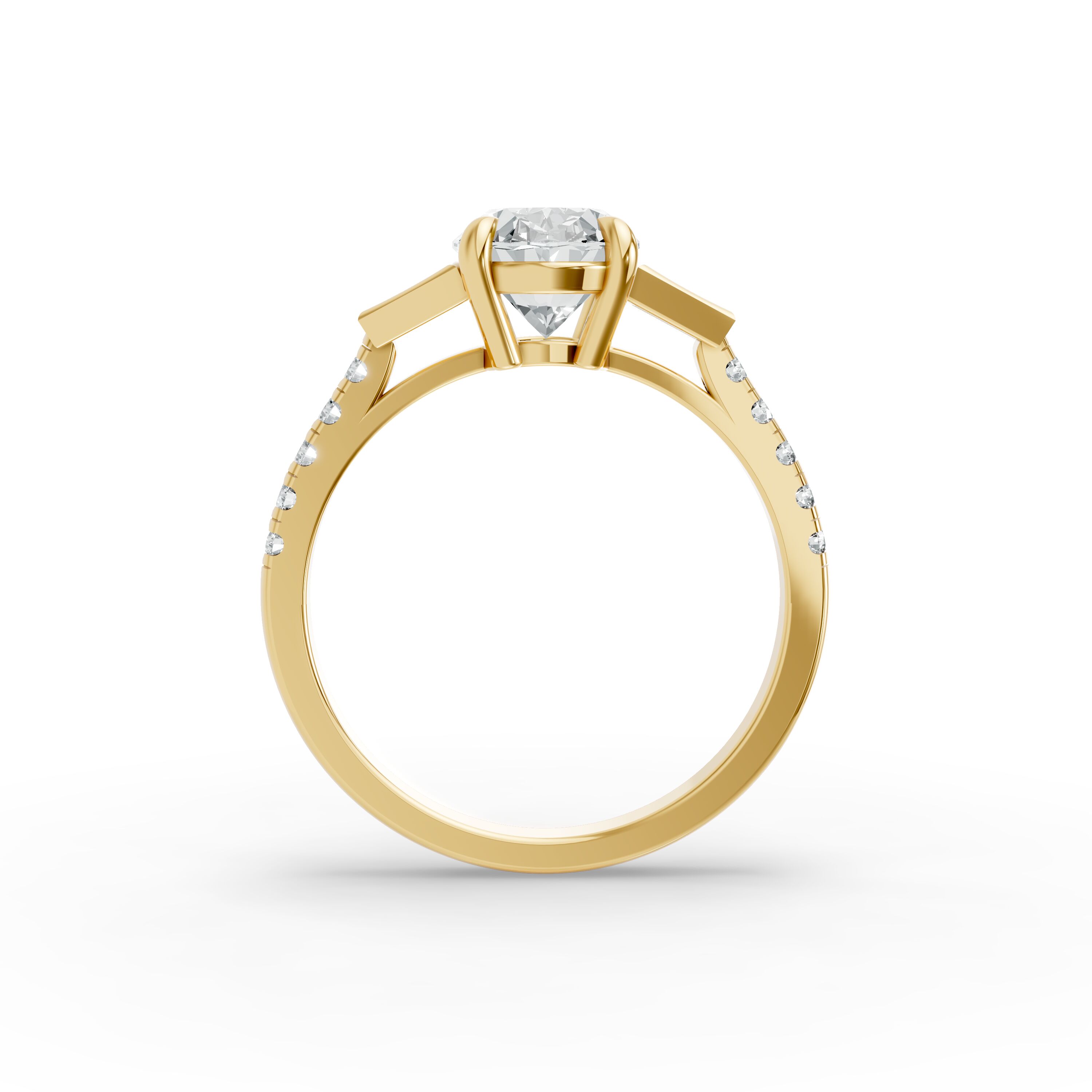 Oval Shape Diamond Fancy Engagement Ring in Gold