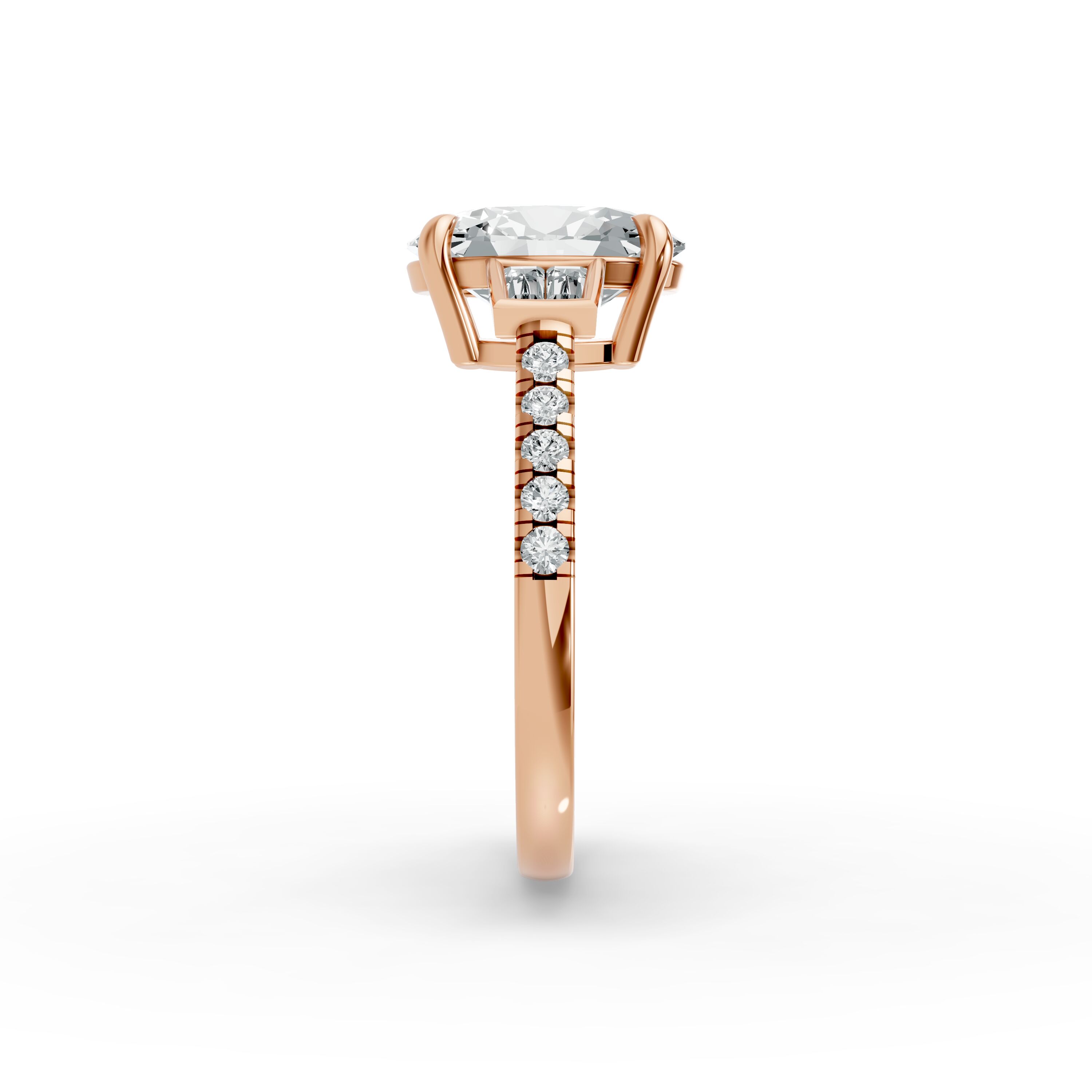 Oval Shape Diamond Fancy Engagement Ring in Gold