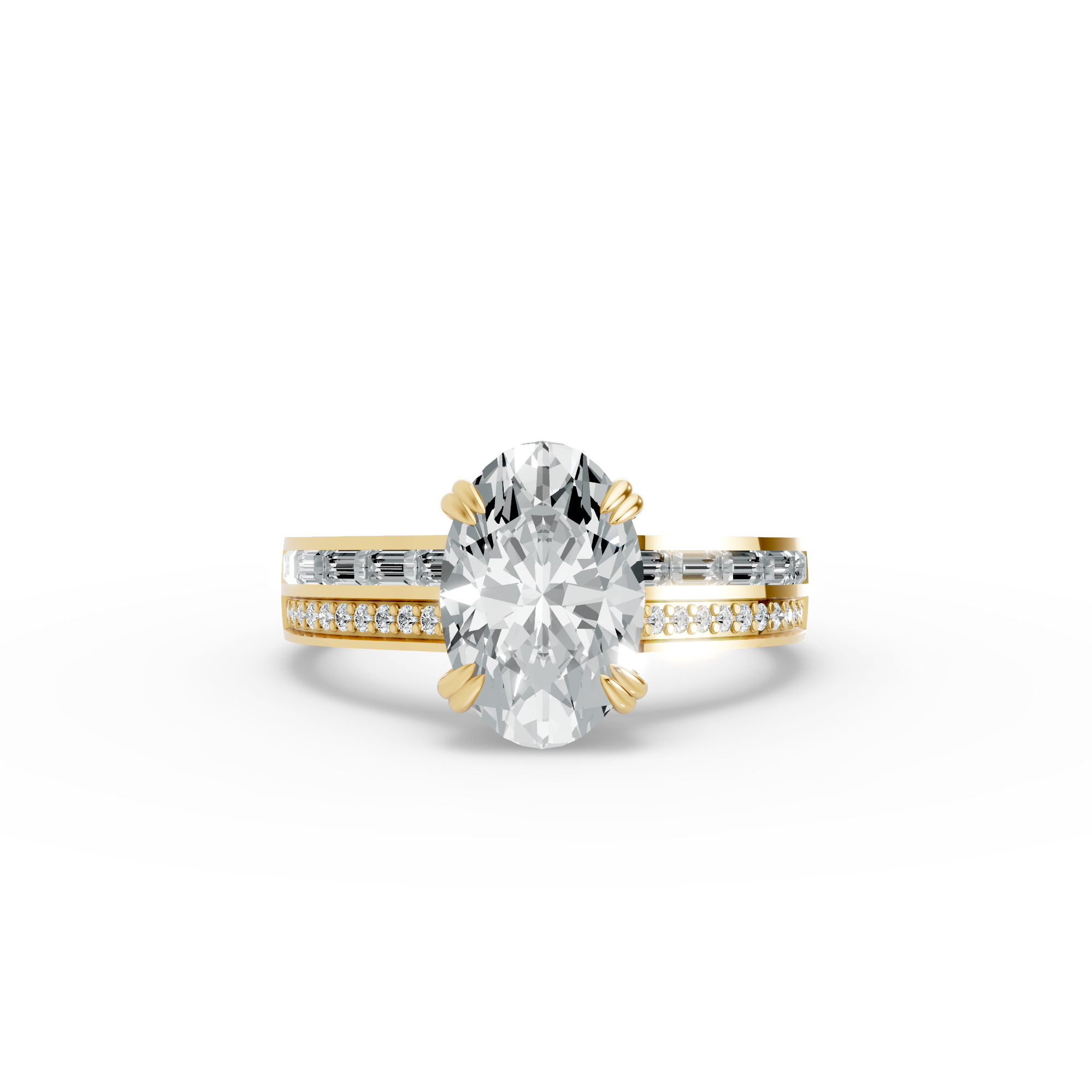 Oval Shape Diamond Fancy Engagement Ring in Gold