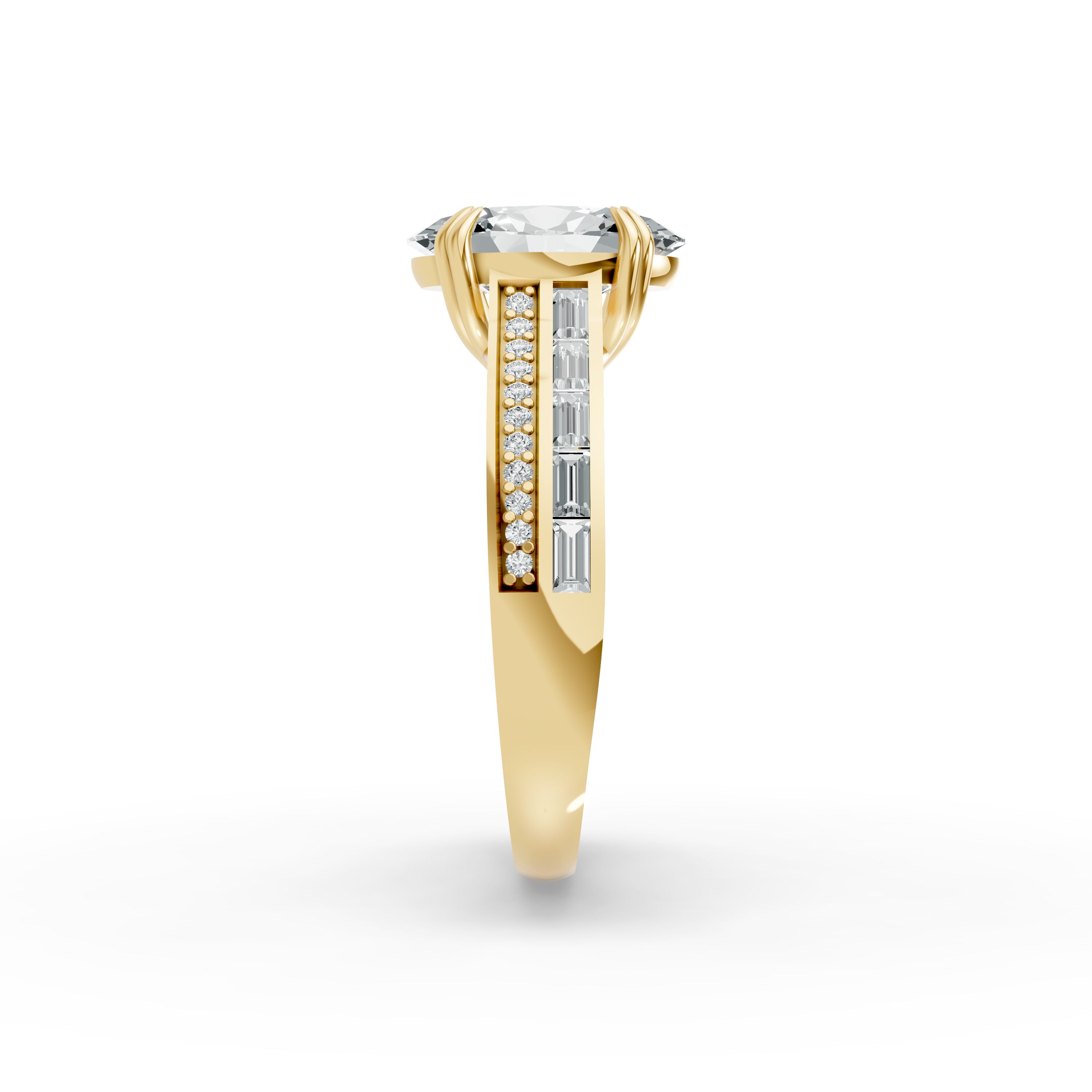 Oval Shape Diamond Fancy Engagement Ring in Gold