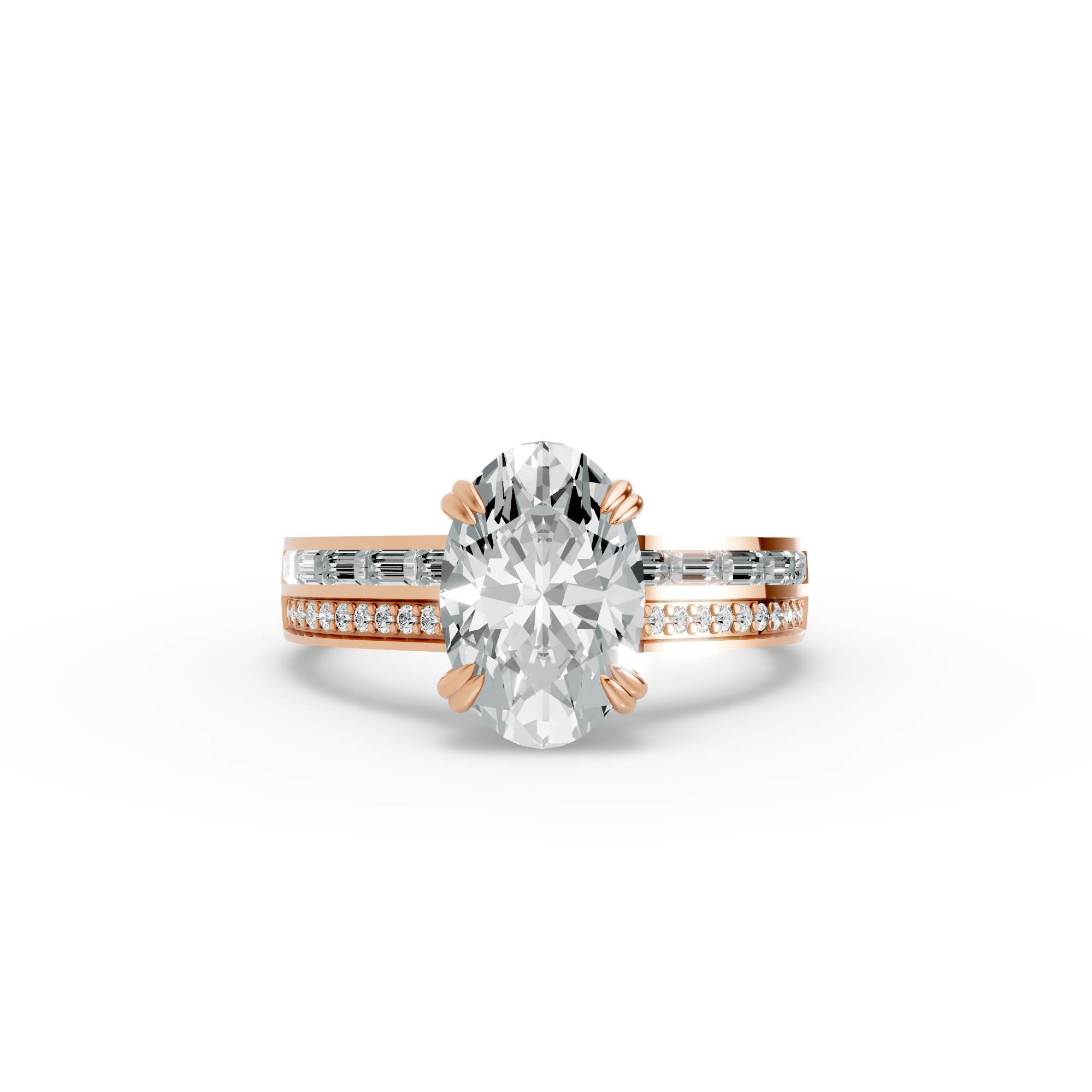 Oval Shape Diamond Fancy Engagement Ring in Gold