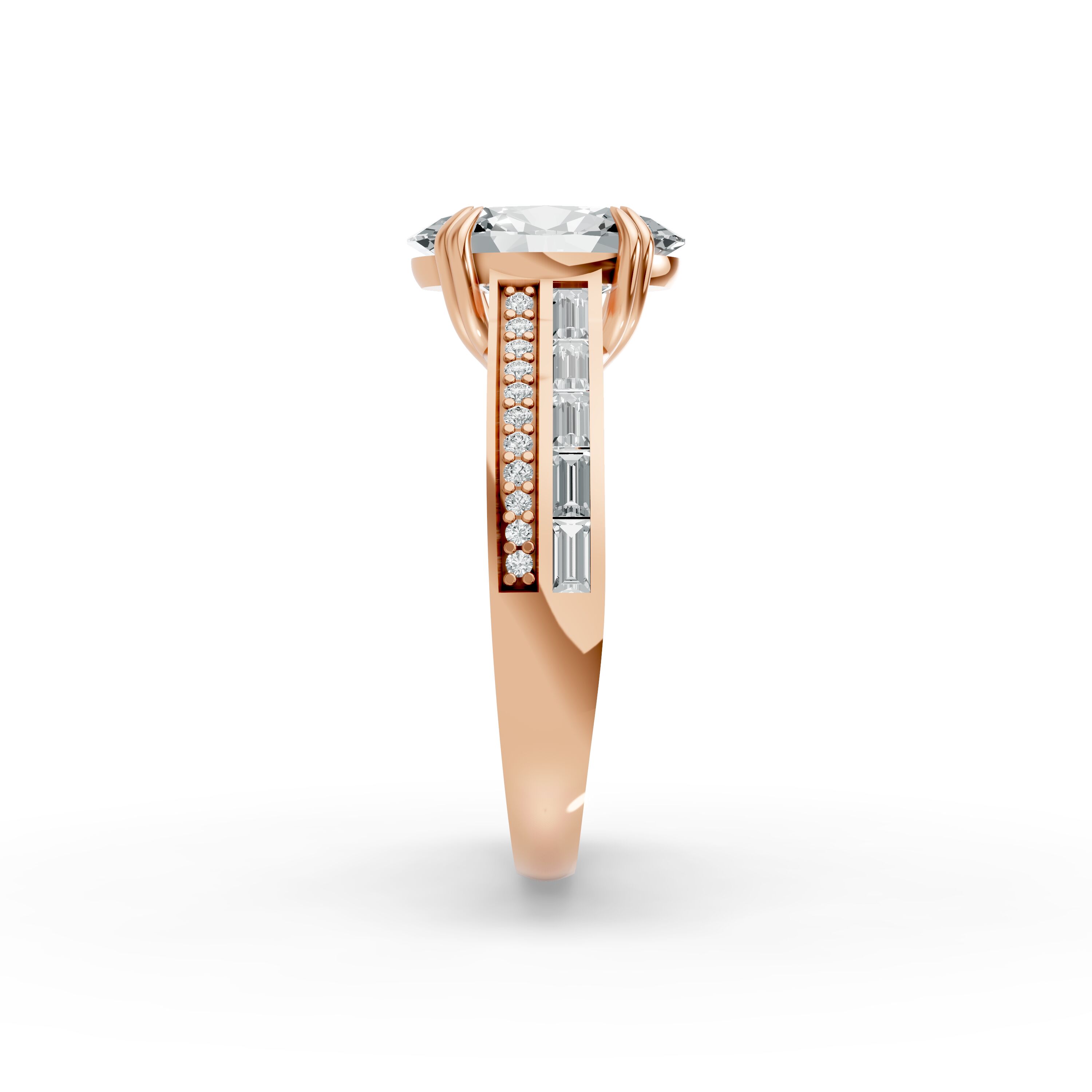 Oval Shape Diamond Fancy Engagement Ring in Gold