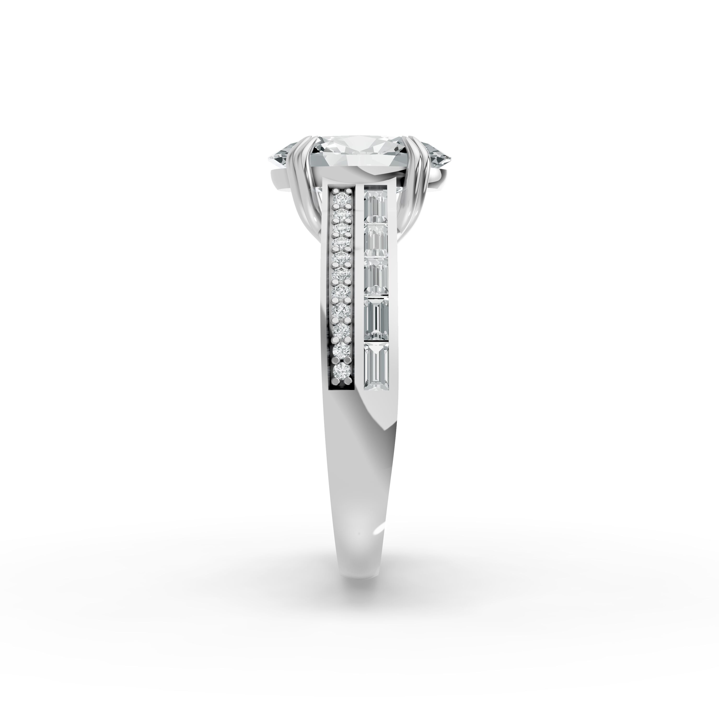 Oval Shape Diamond Fancy Engagement Ring in Gold