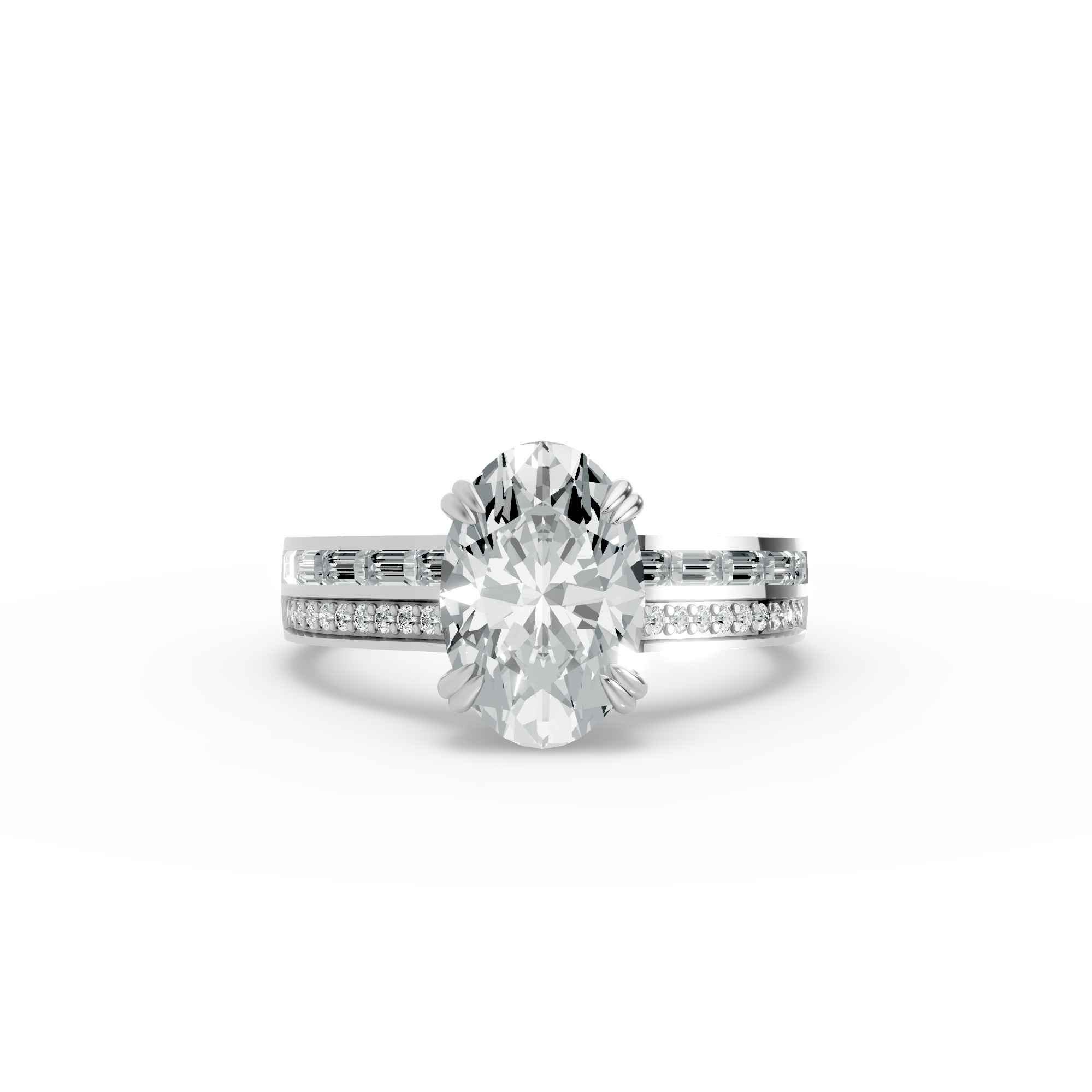 Oval Shape Diamond Fancy Engagement Ring in Gold
