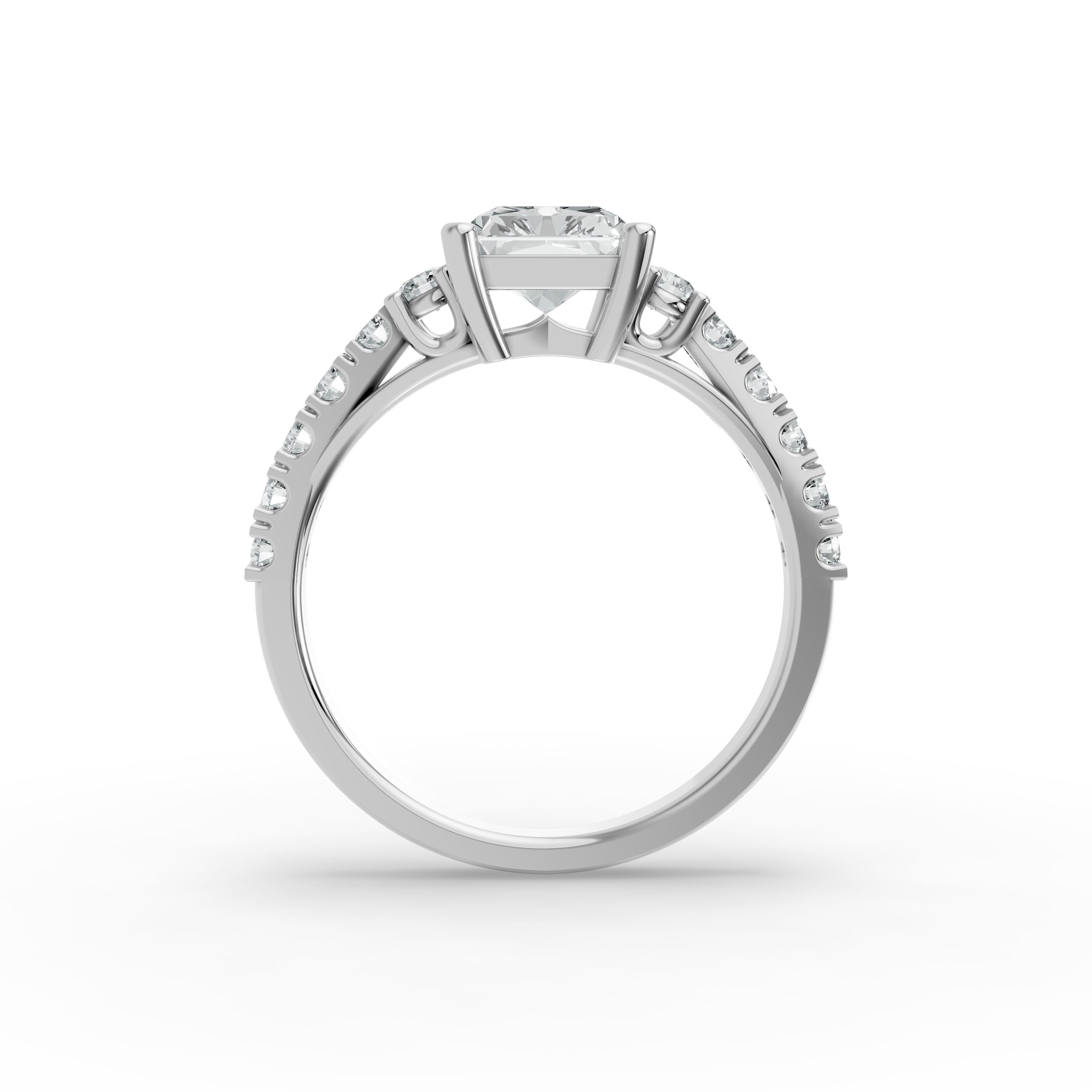 Radiant Shape Diamond Fancy Engagement Ring in Gold