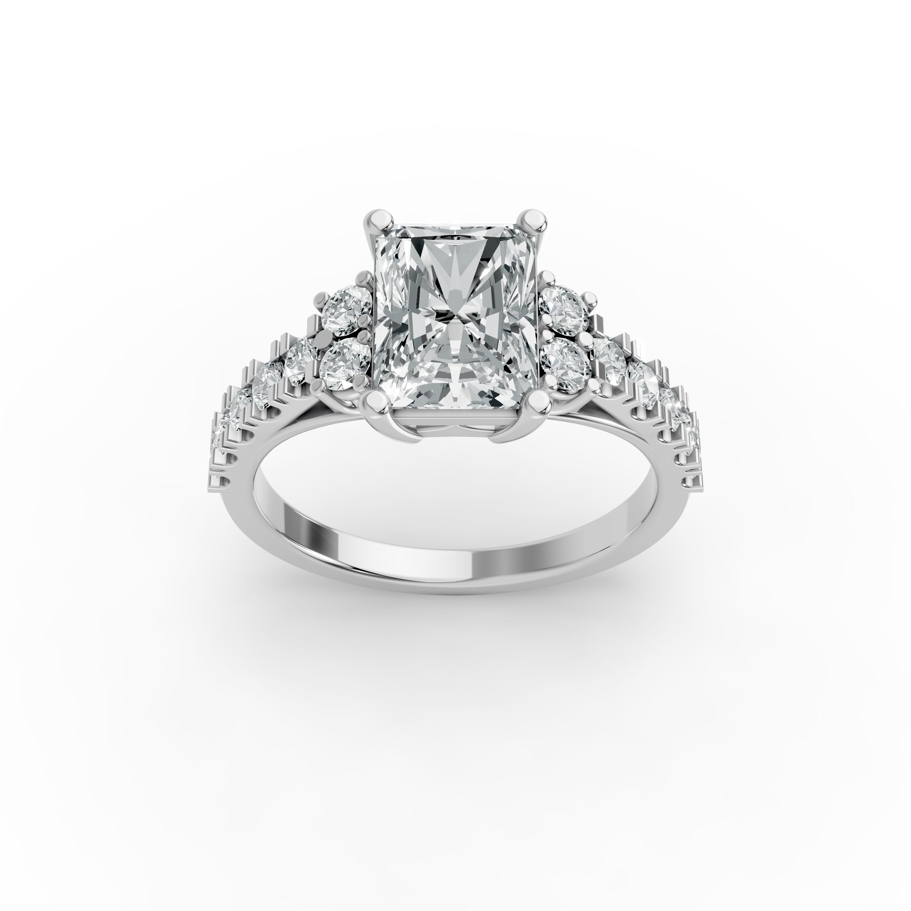 Radiant Shape Diamond Fancy Engagement Ring in Gold