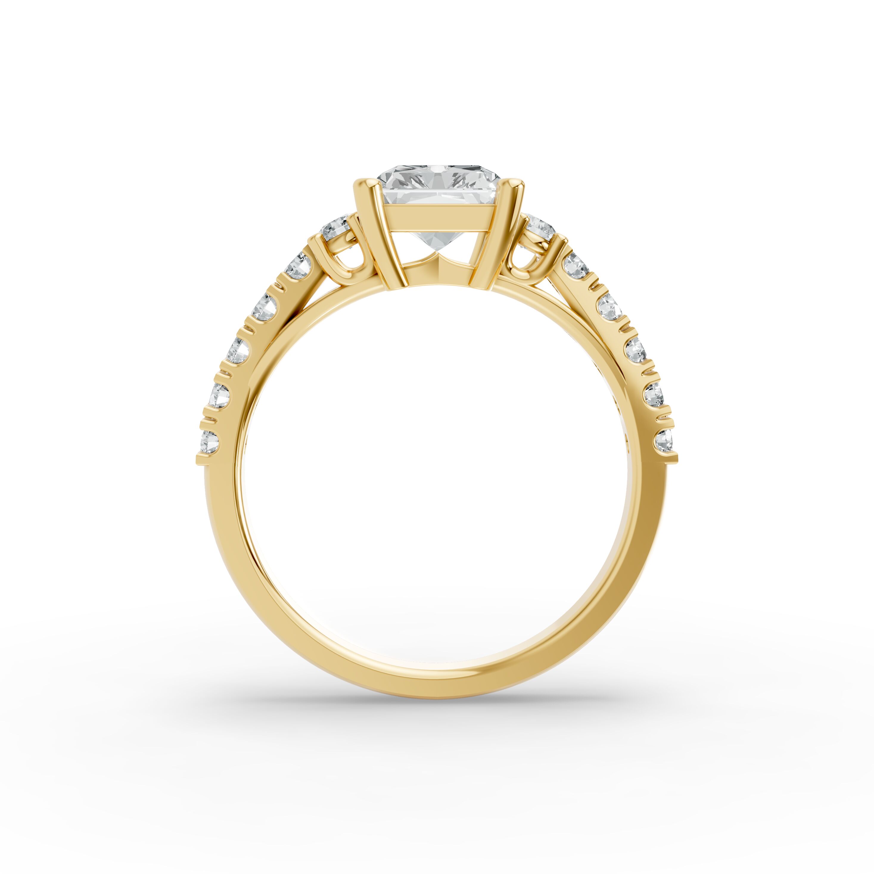 Radiant Shape Diamond Fancy Engagement Ring in Gold