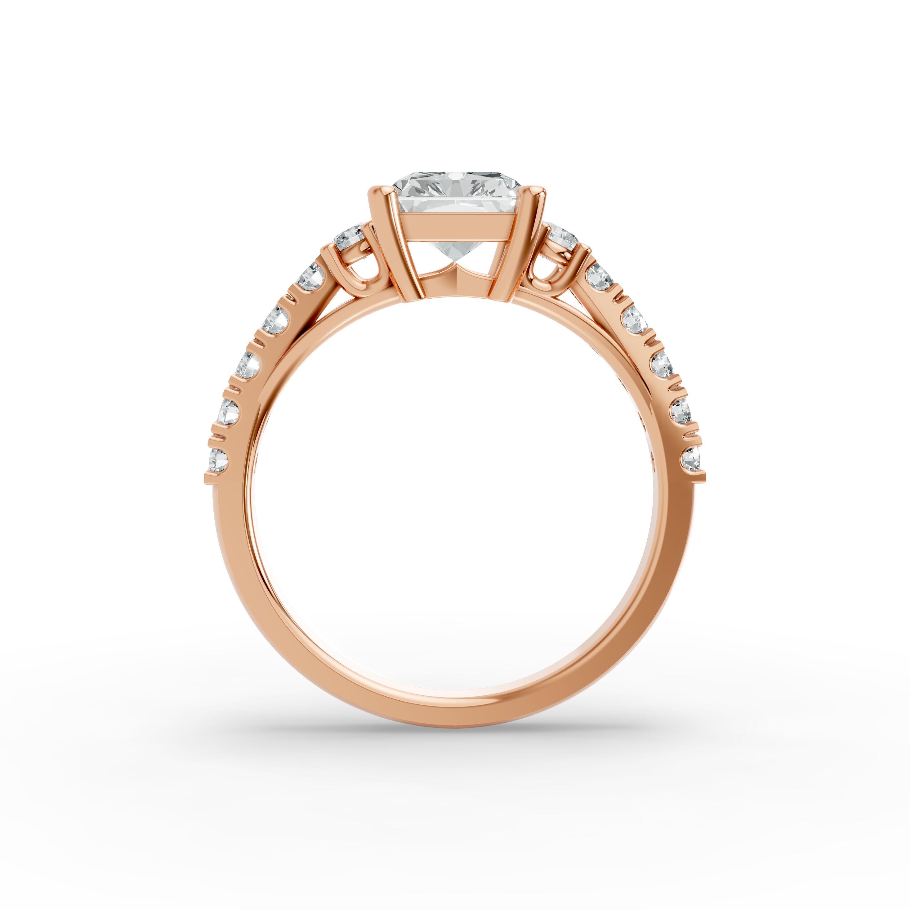 Radiant Shape Diamond Fancy Engagement Ring in Gold