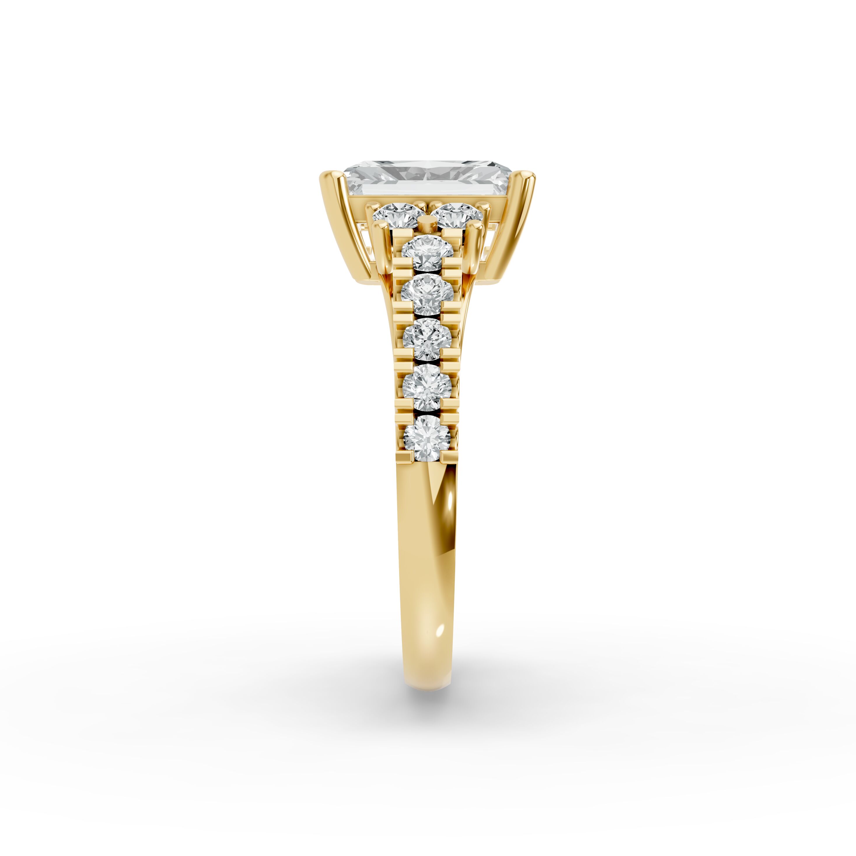 Radiant Shape Diamond Fancy Engagement Ring in Gold