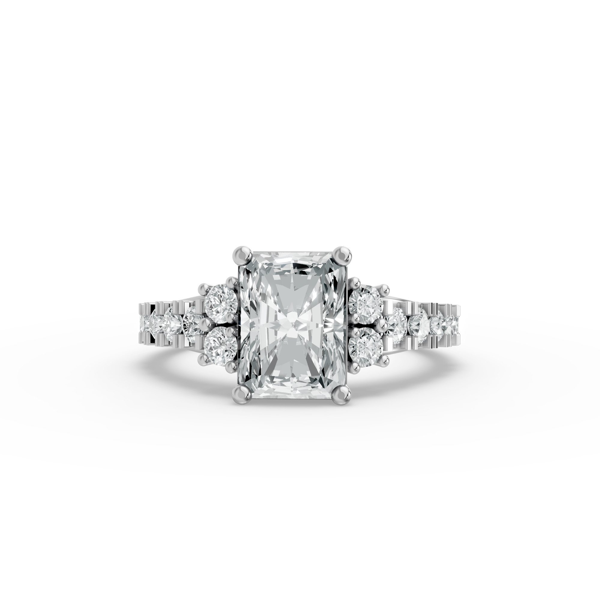 Radiant Shape Diamond Fancy Engagement Ring in Gold
