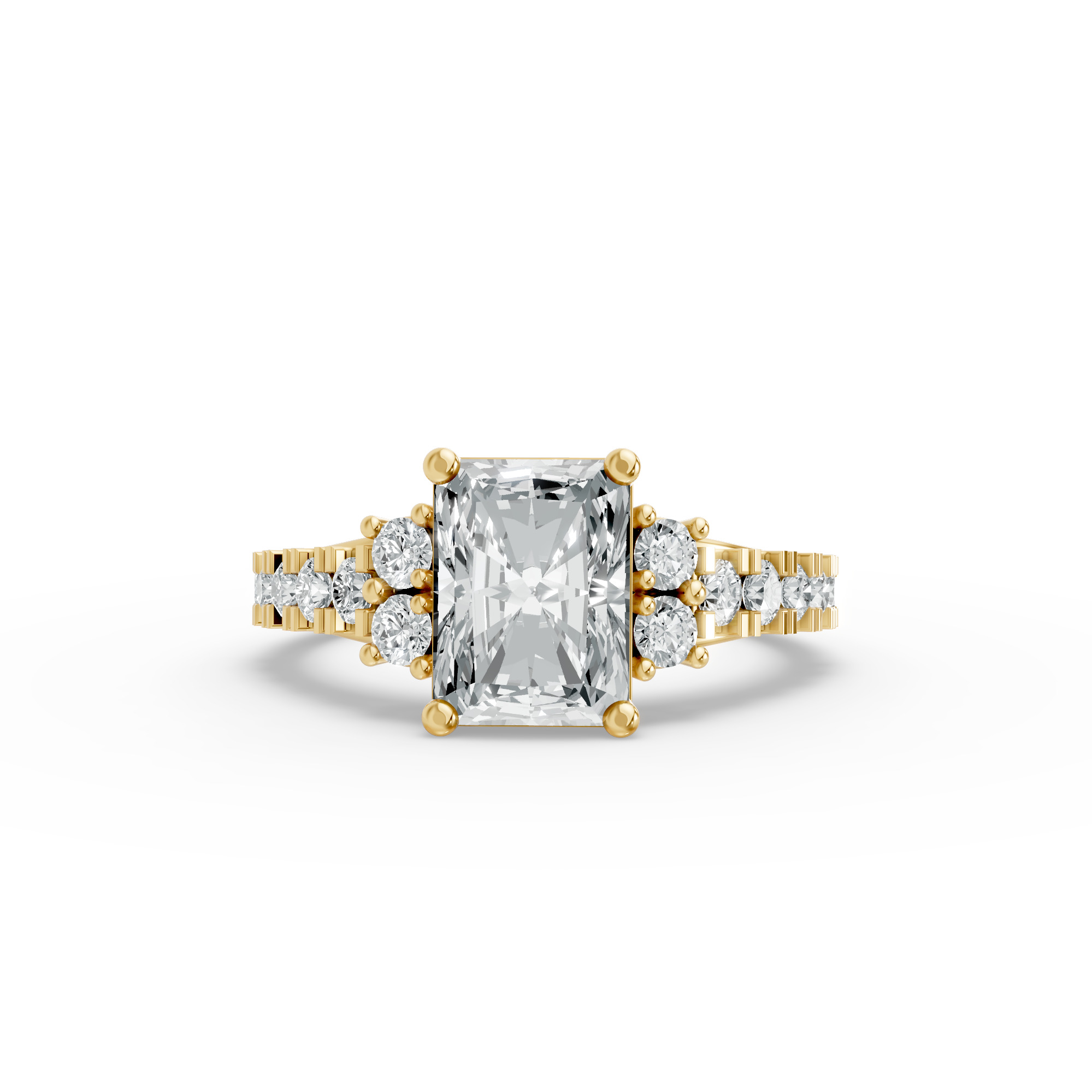 Radiant Shape Diamond Fancy Engagement Ring in Gold