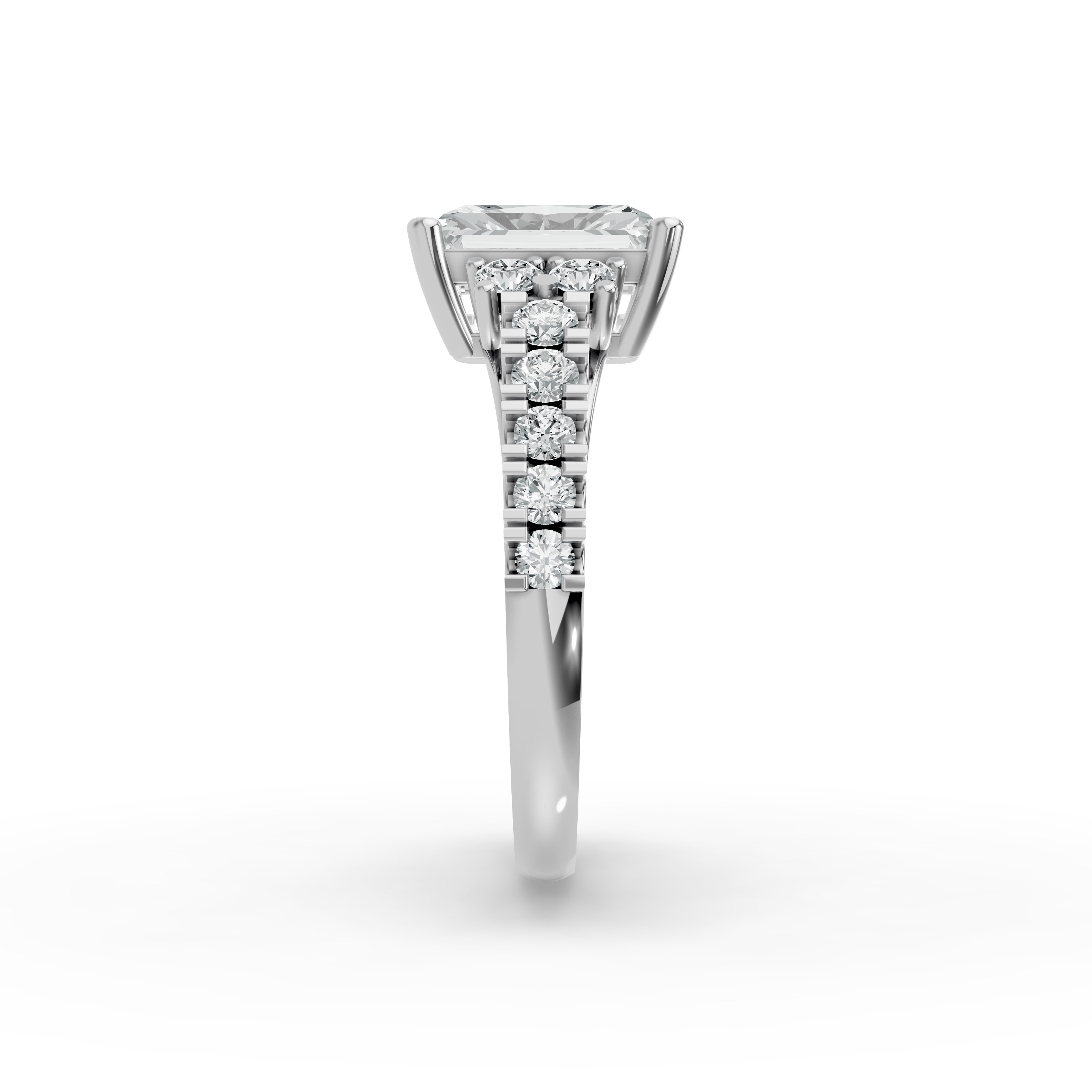 Radiant Shape Diamond Fancy Engagement Ring in Gold