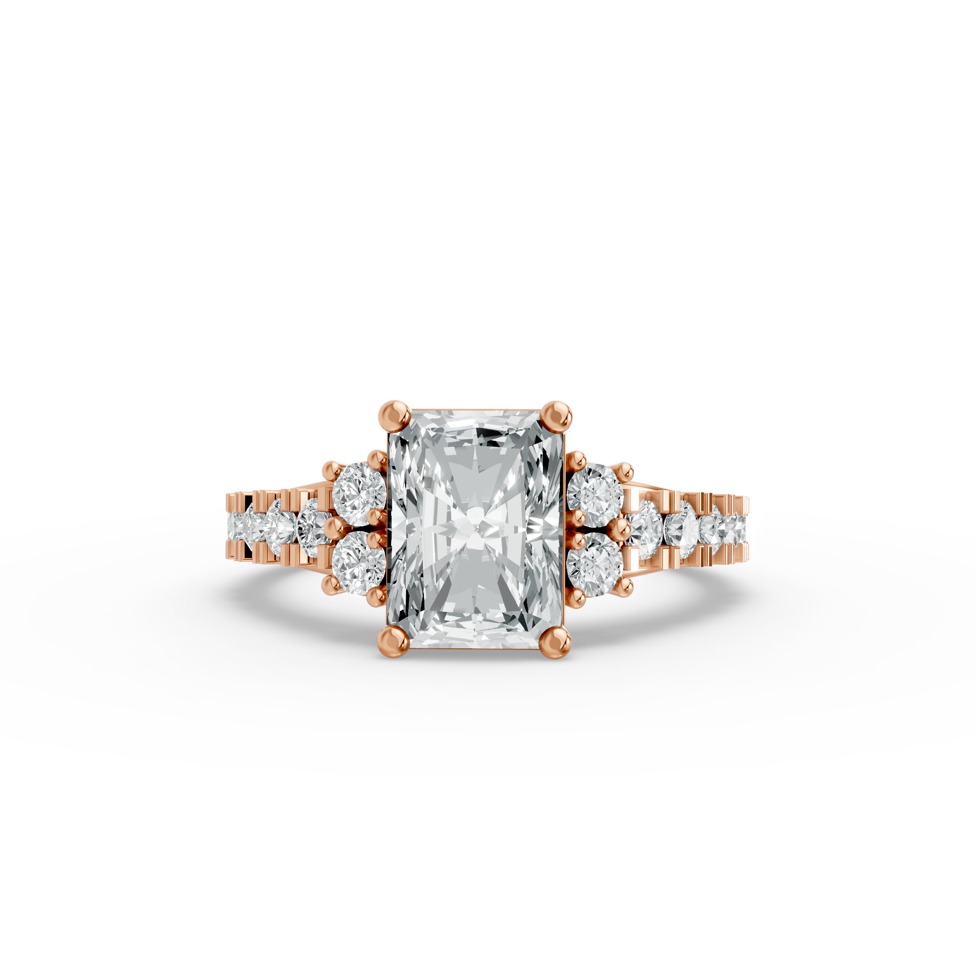 Radiant Shape Diamond Fancy Engagement Ring in Gold