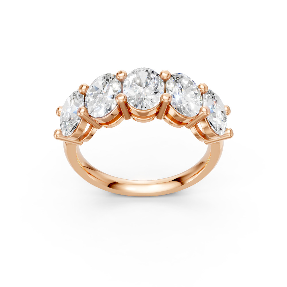 Oval Shape Diamond Anniversary Band in Gold