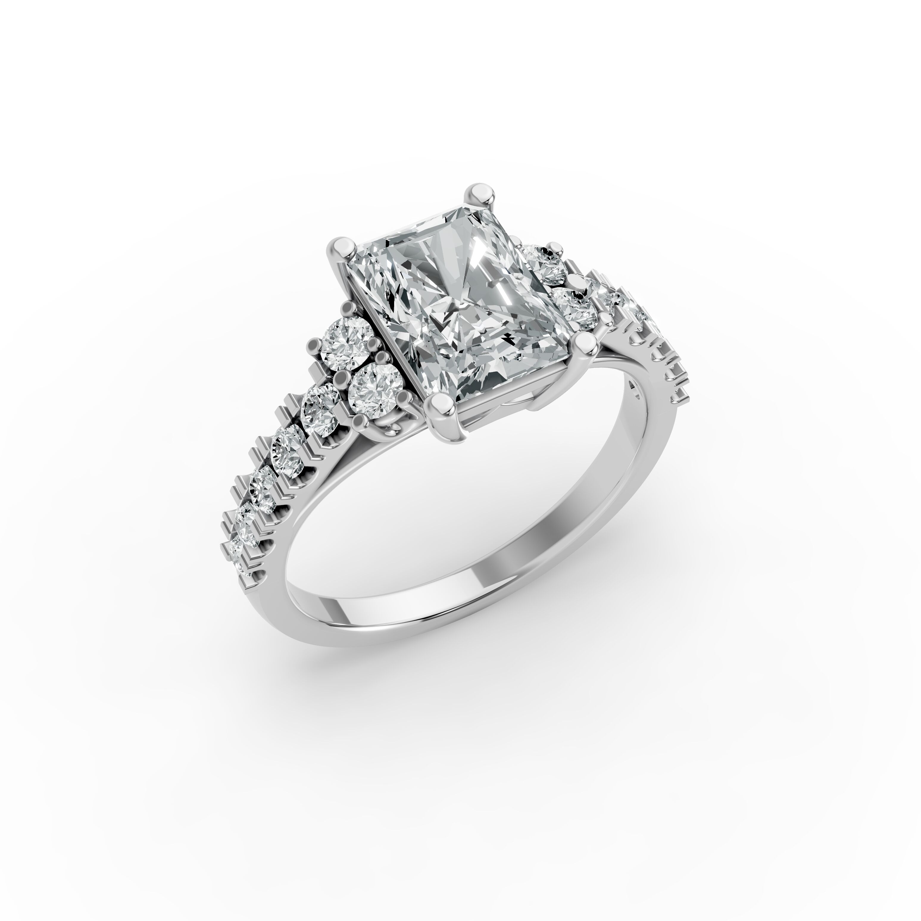 Radiant Shape Diamond Fancy Engagement Ring in Gold