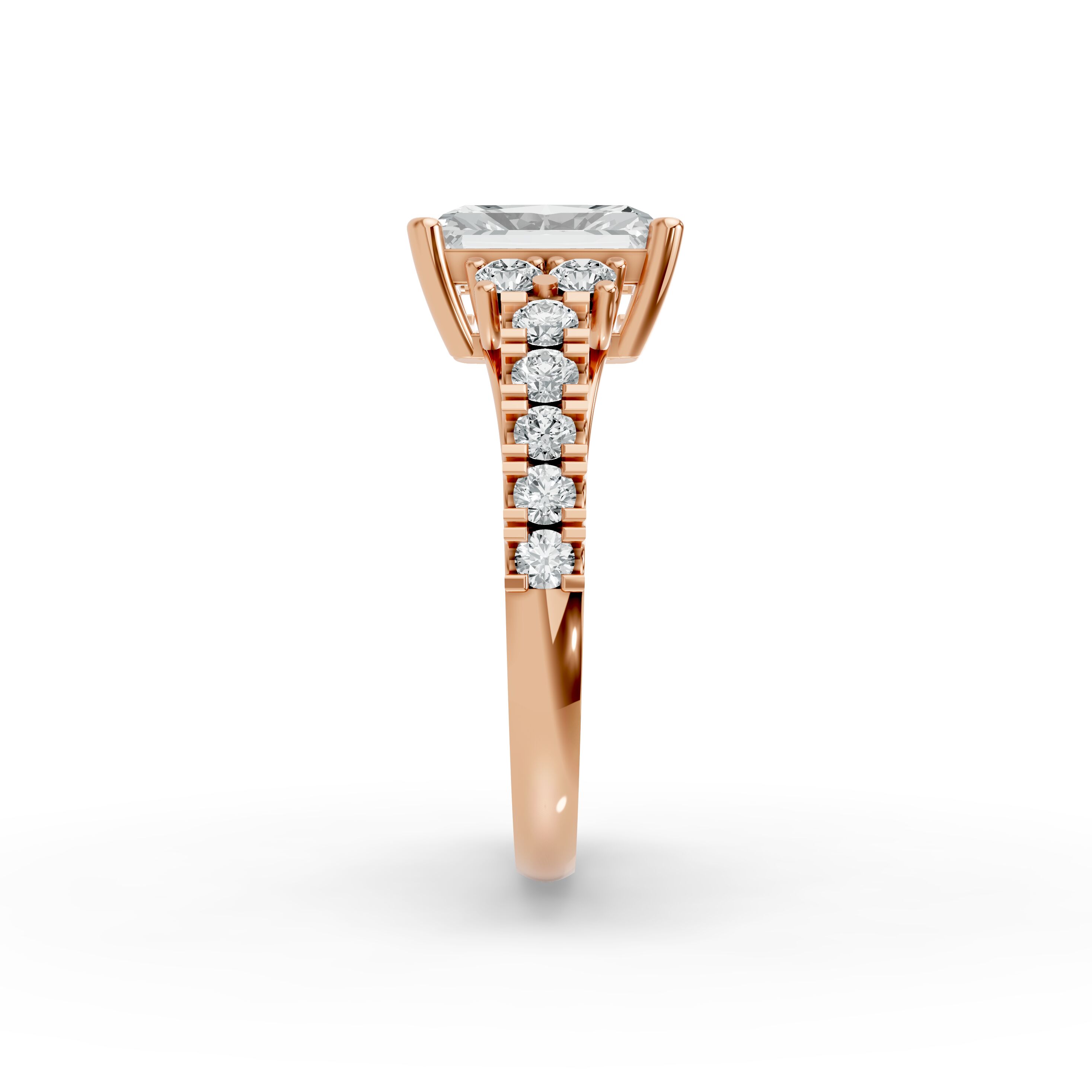 Radiant Shape Diamond Fancy Engagement Ring in Gold