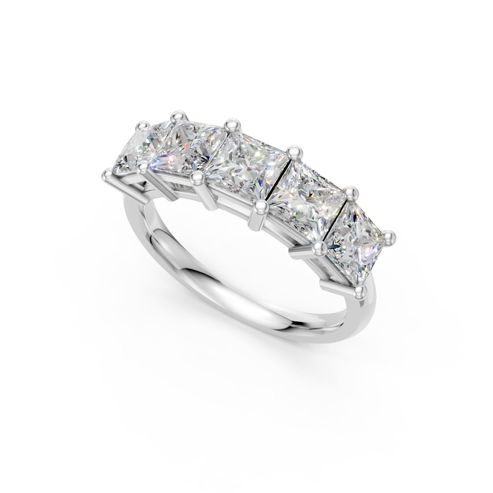 Princess Shape Diamond Anniversary Band in Gold