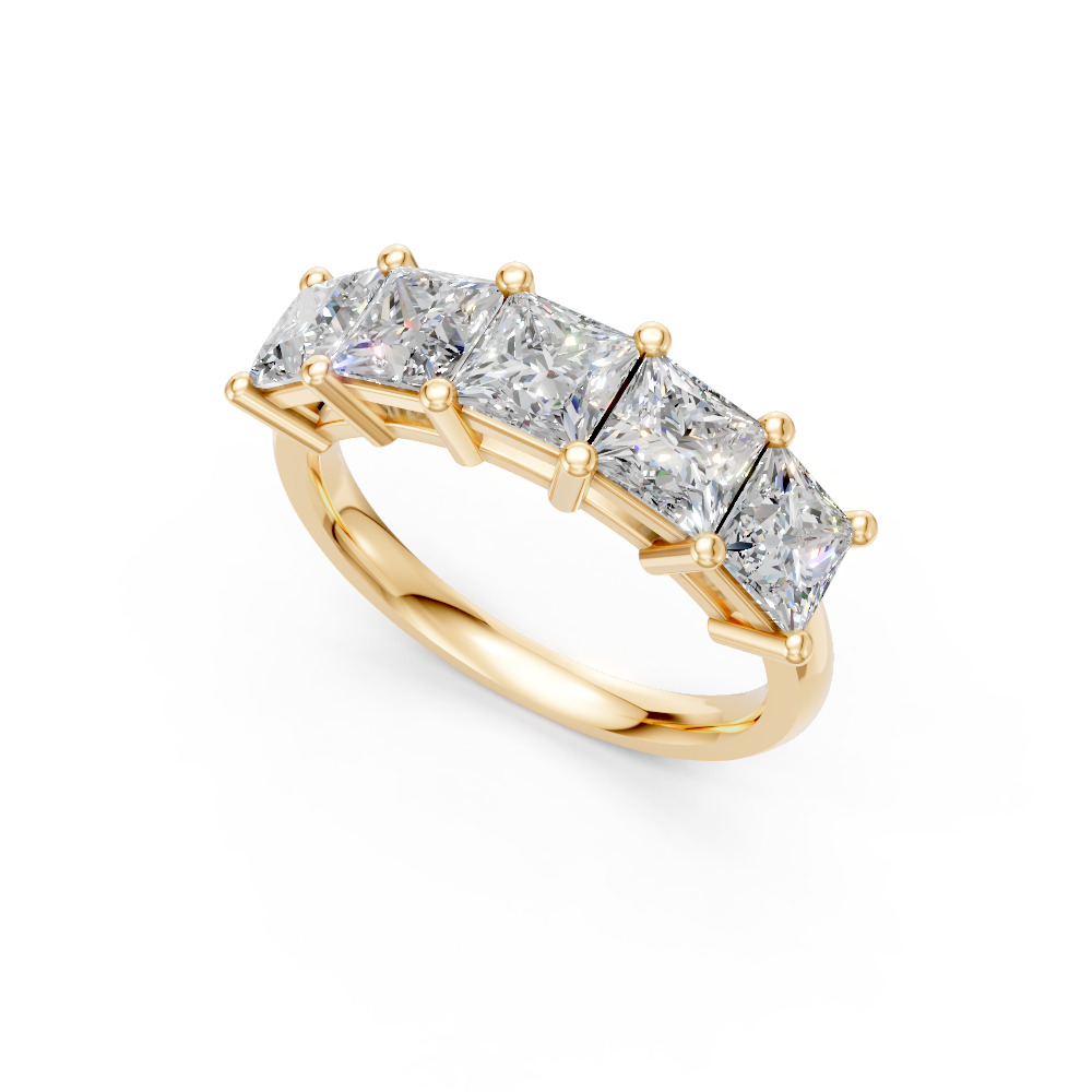 Princess Shape Diamond Anniversary Band in Gold