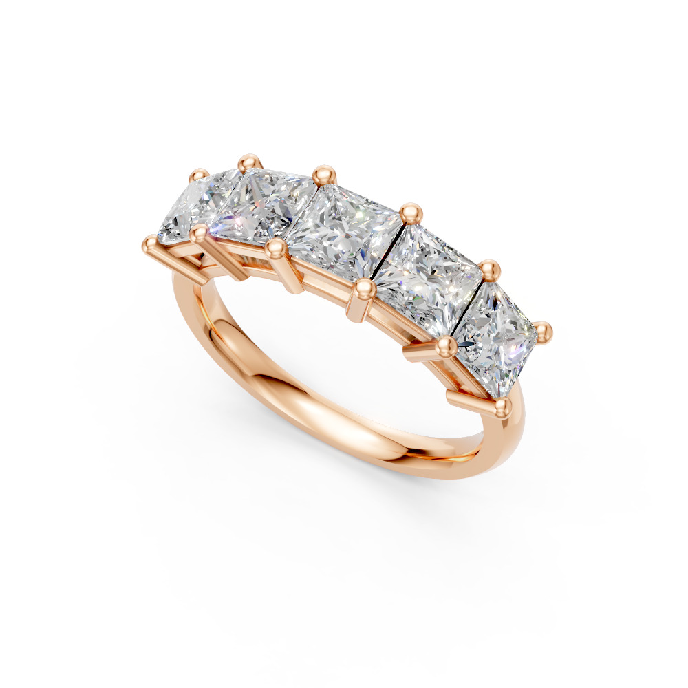 Princess Shape Diamond Anniversary Band in Gold