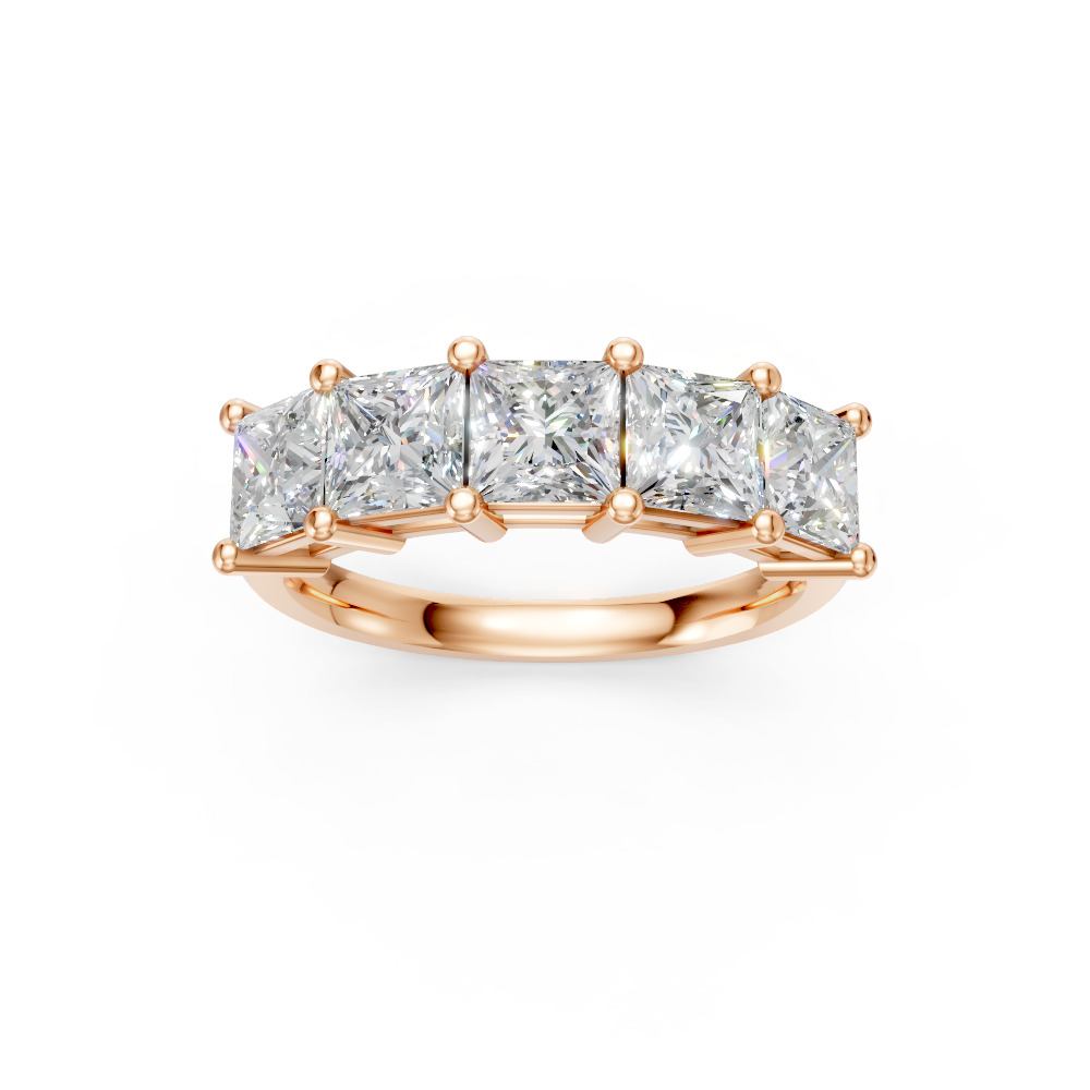 Princess Shape Diamond Anniversary Band in Gold