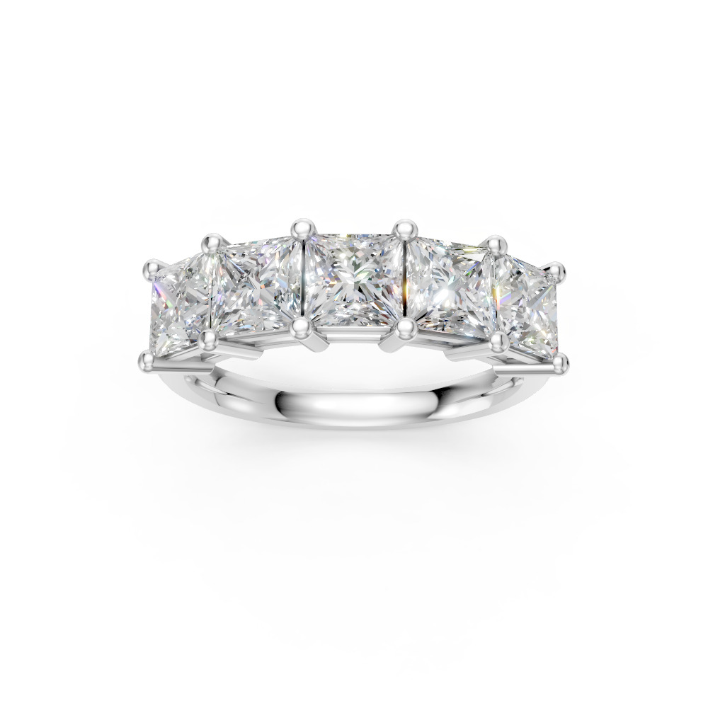 Princess Shape Diamond Anniversary Band in Gold