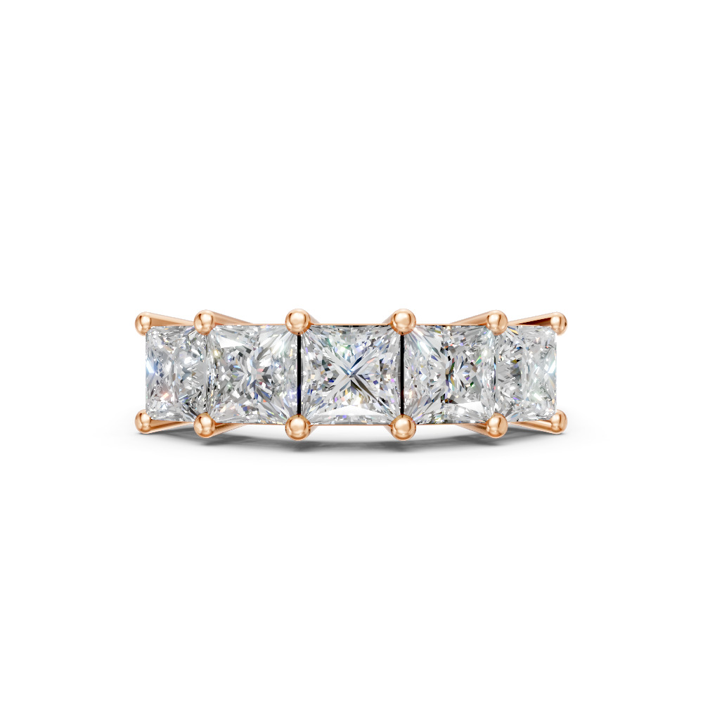 Princess Shape Diamond Anniversary Band in Gold