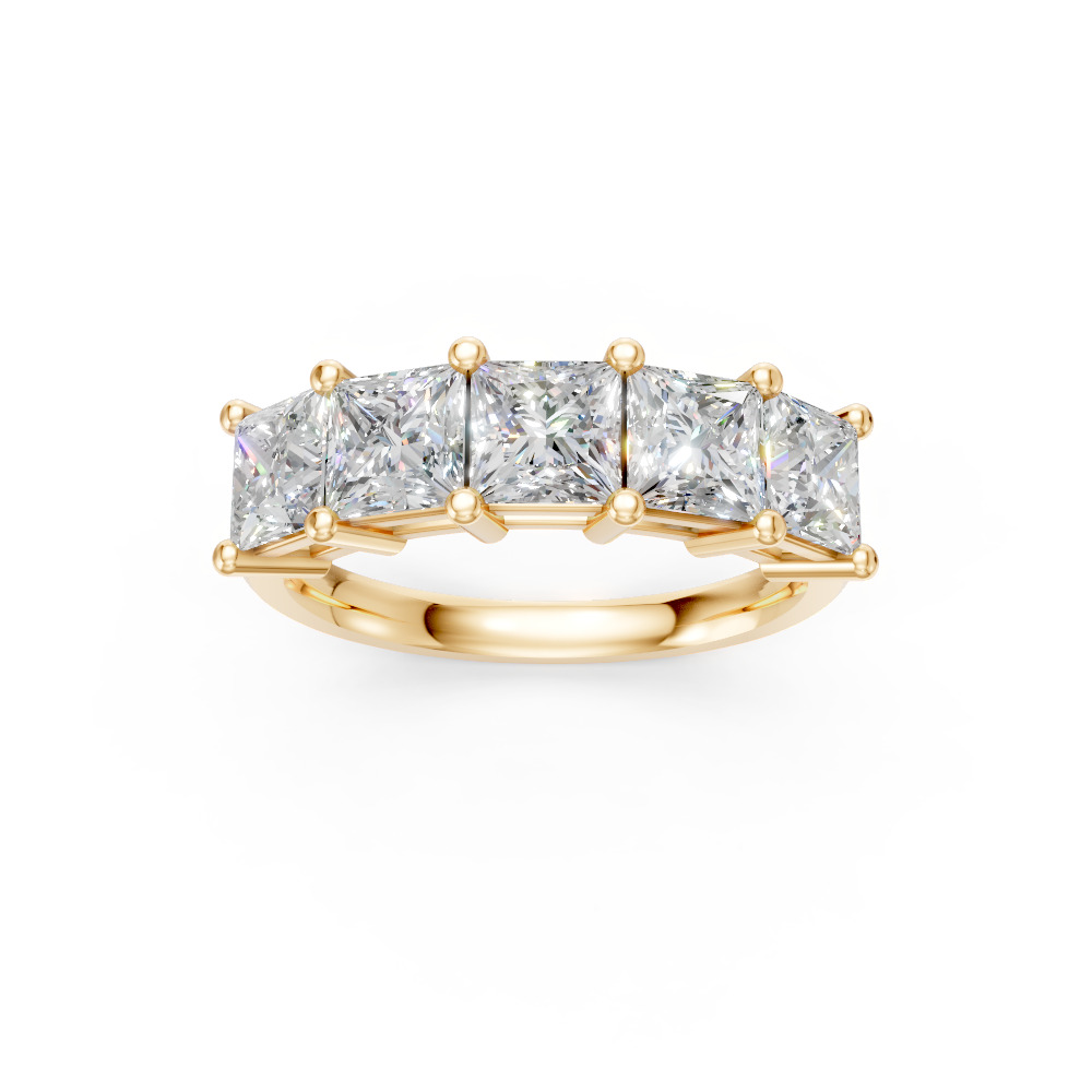 Princess Shape Diamond Anniversary Band in Gold