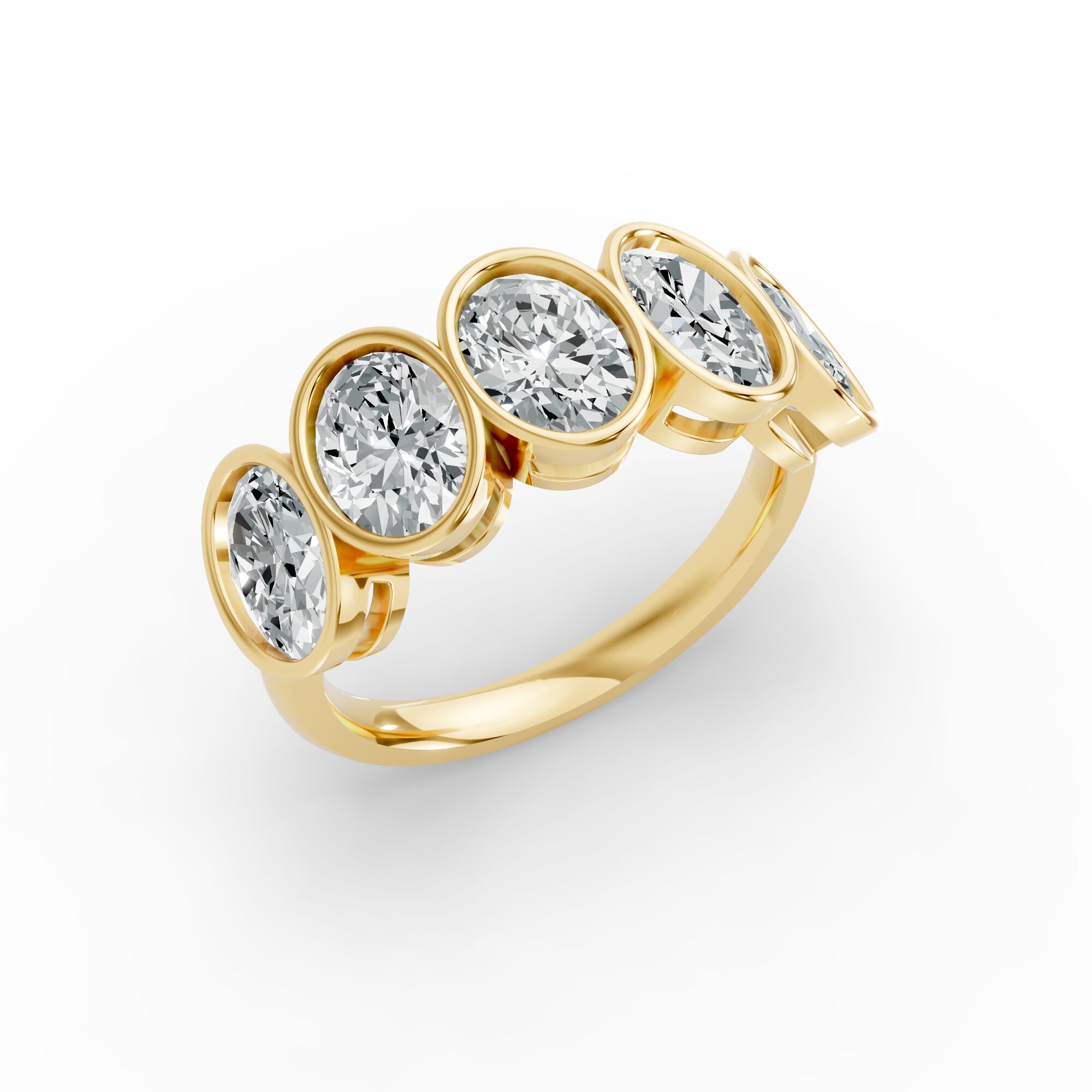 Oval Shape Diamond Anniversary Band in Gold