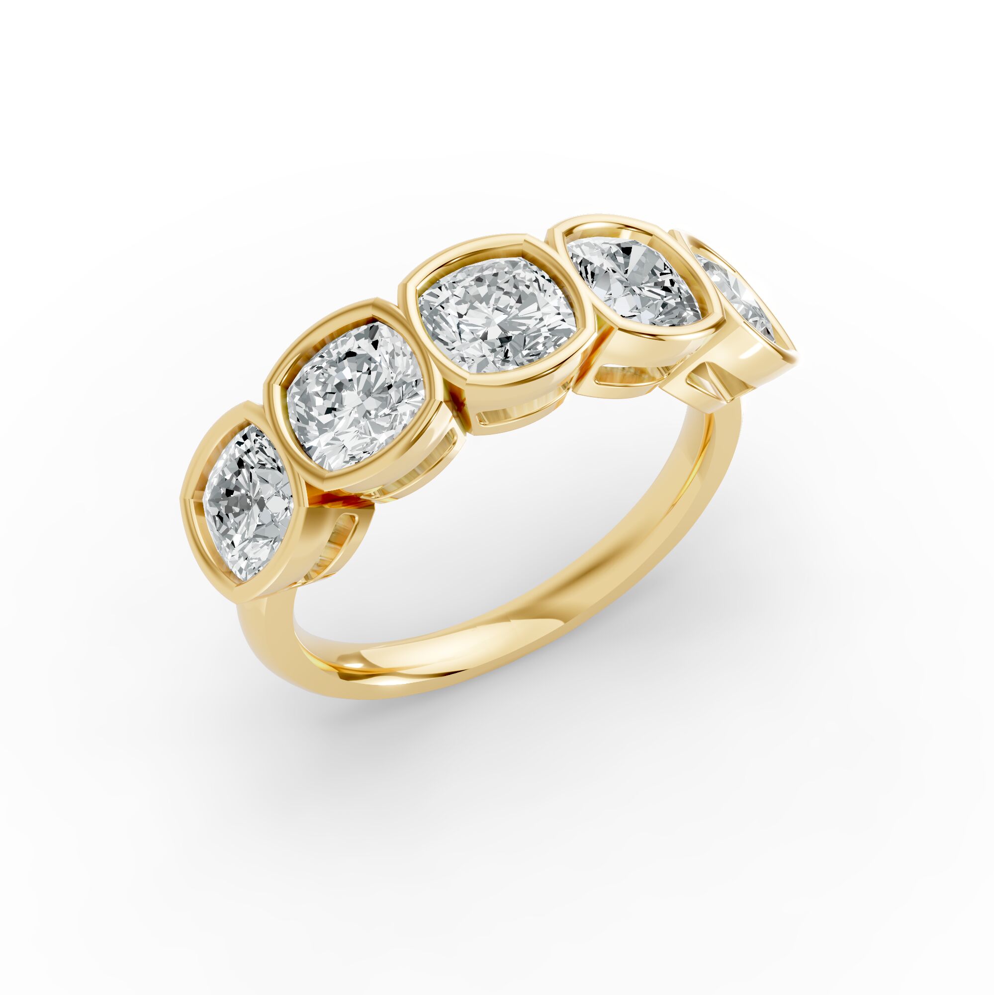 Cushion Shape Diamond Anniversary Band in Gold