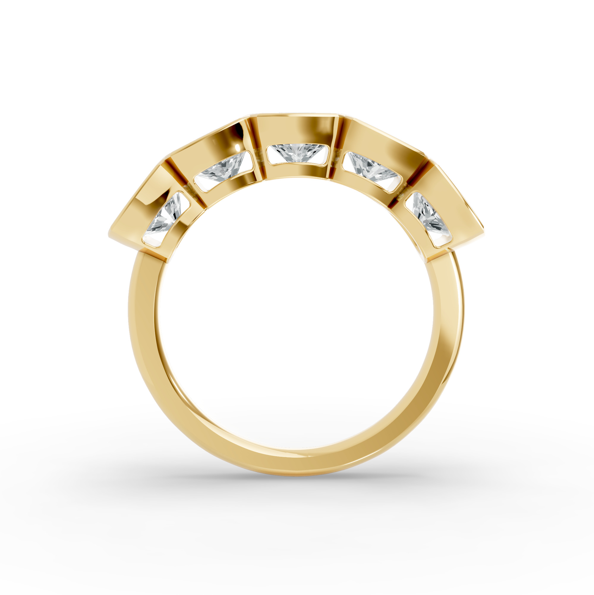 Cushion Shape Diamond Anniversary Band in Gold