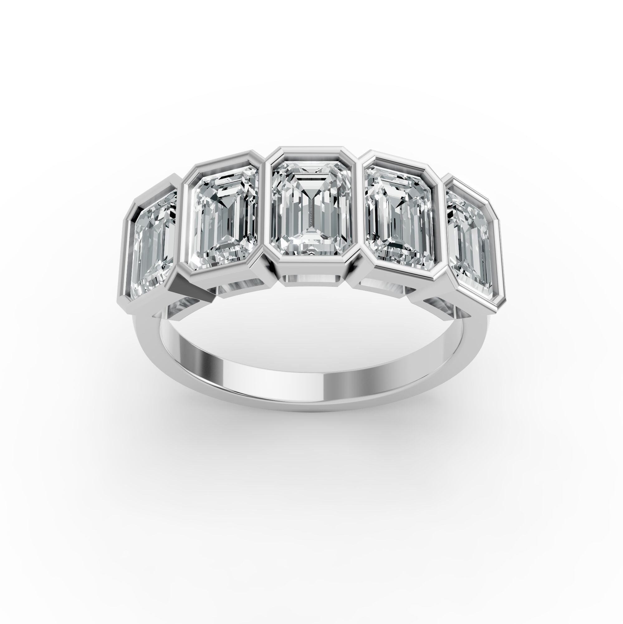 Emerald Shape Diamond Anniversary Band in Gold