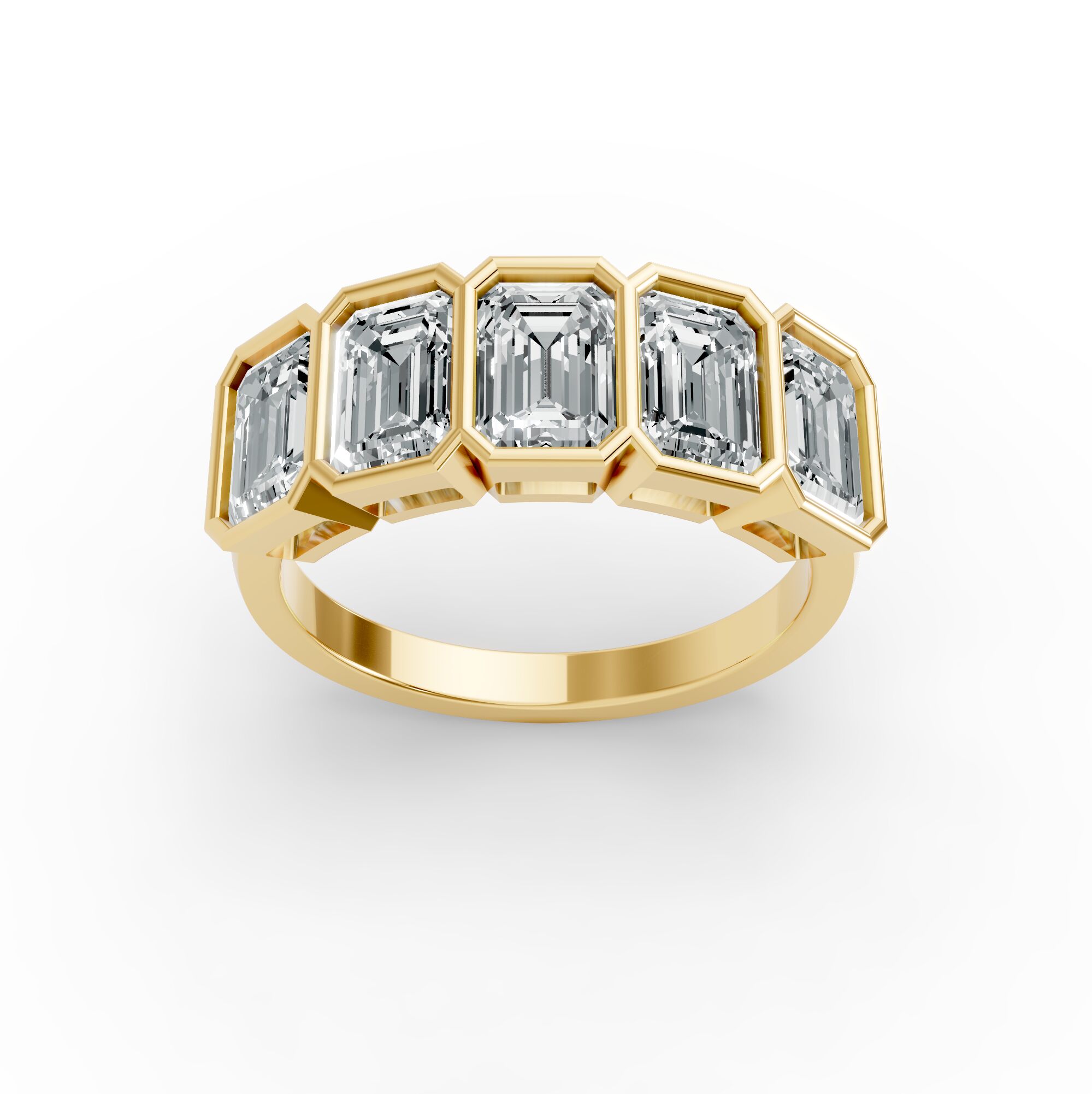 Emerald Shape Diamond Anniversary Band in Gold