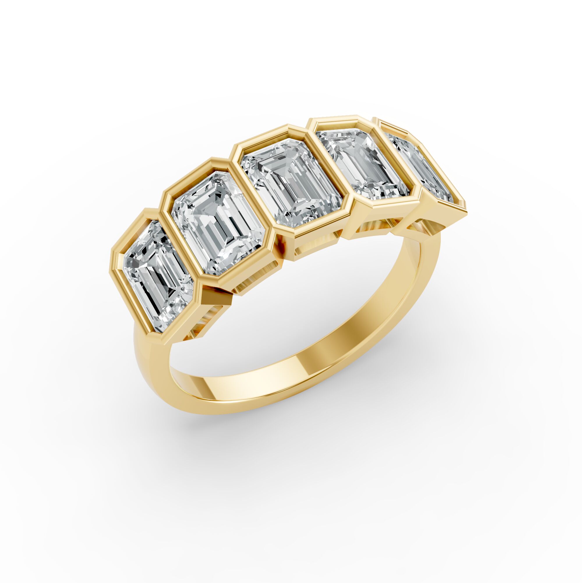 Emerald Shape Diamond Anniversary Band in Gold