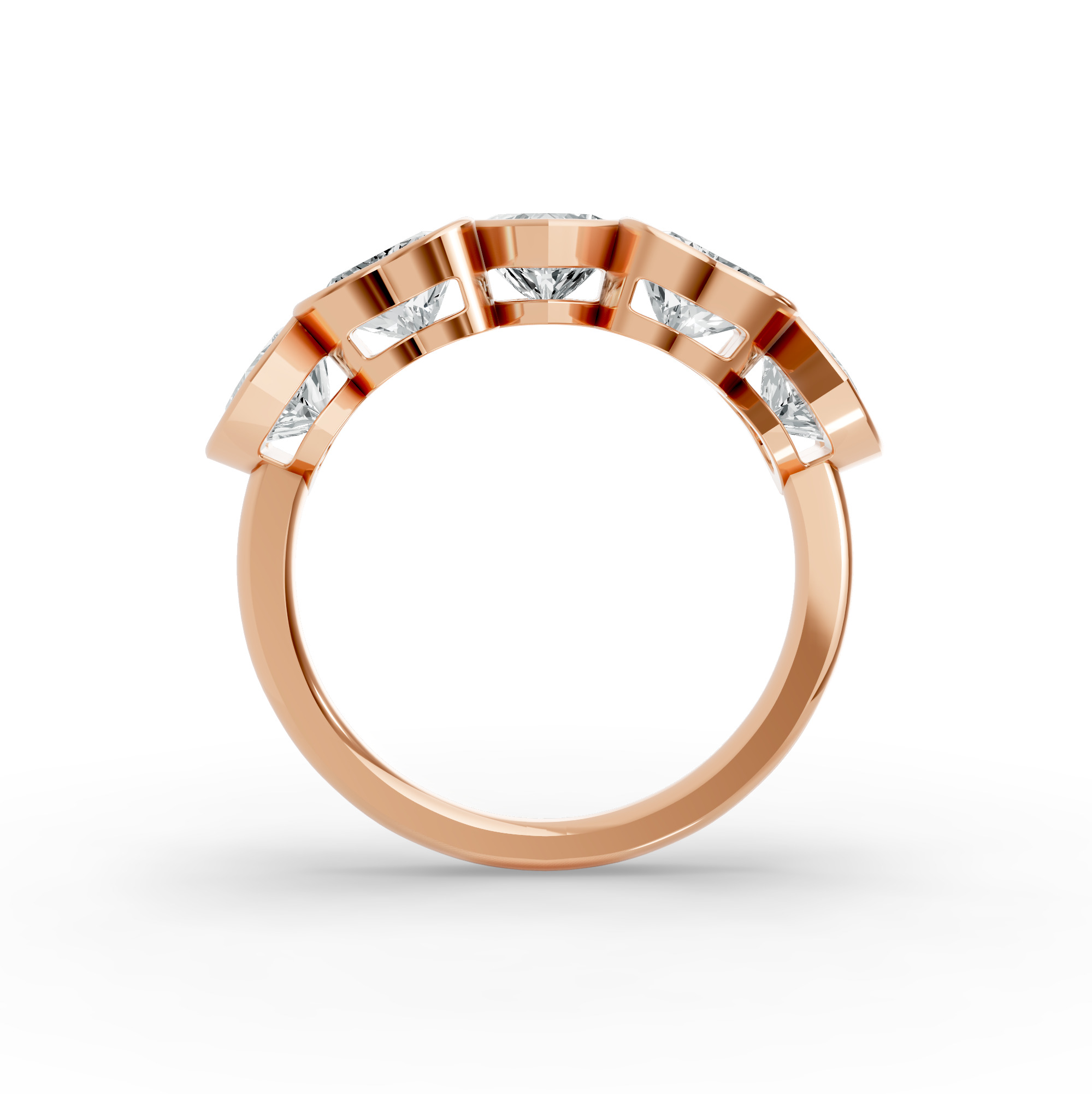 Heart Shape Diamond Anniversary Band in Gold