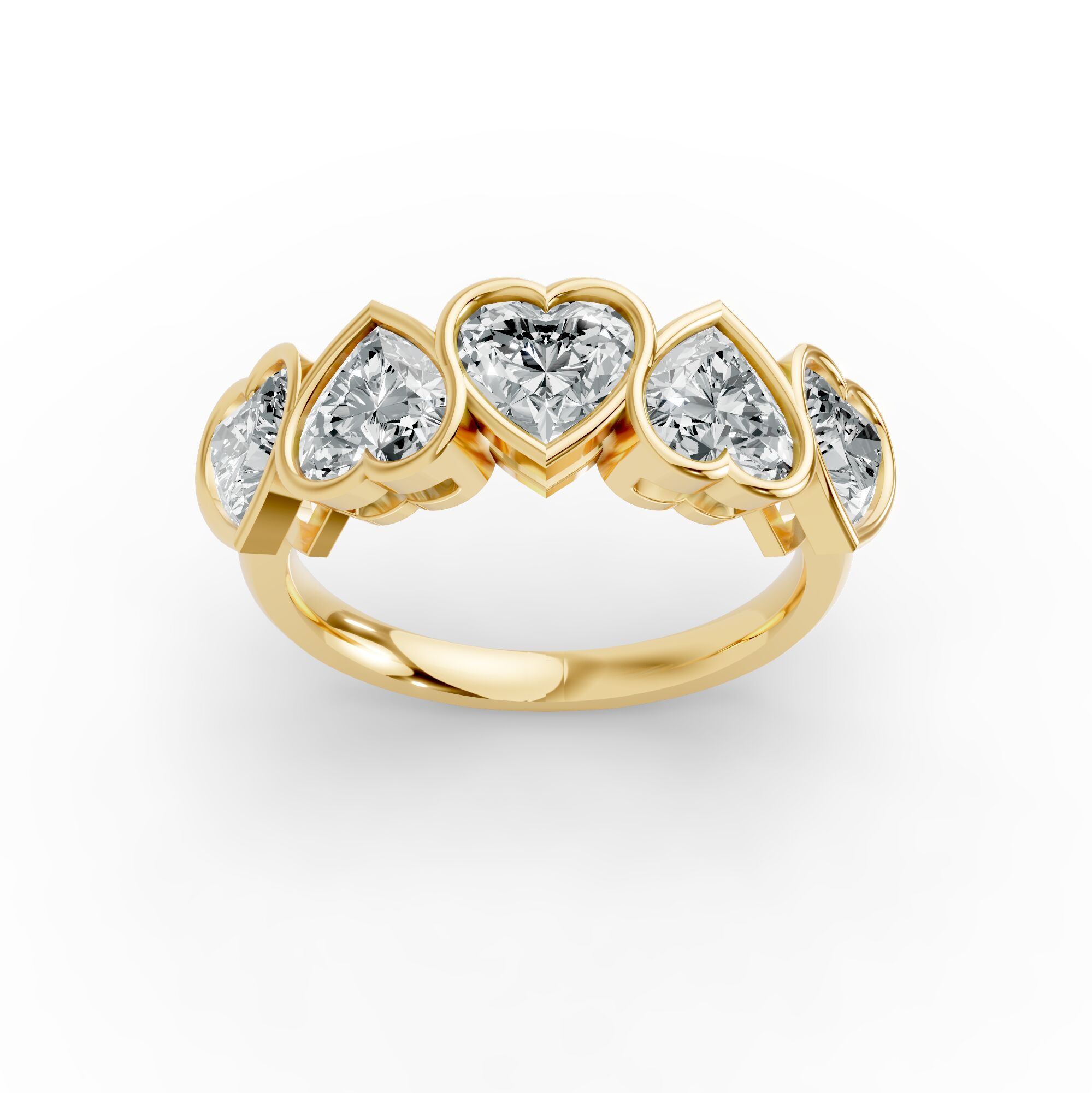 Heart Shape Diamond Anniversary Band in Gold