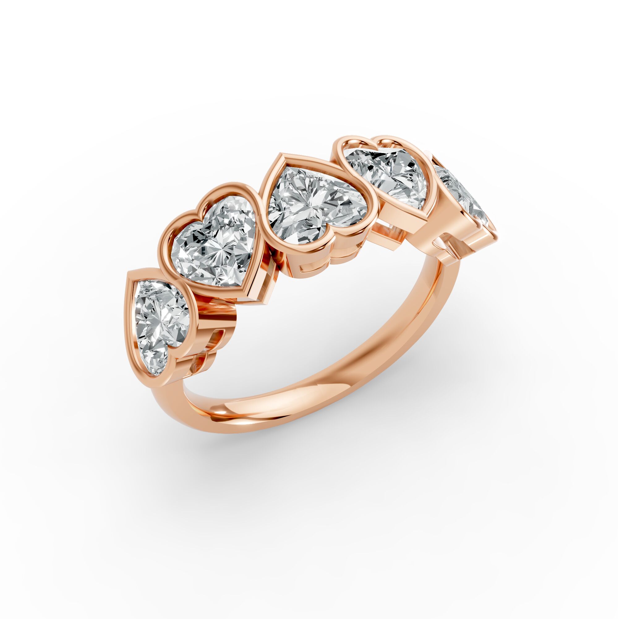 Heart Shape Diamond Anniversary Band in Gold