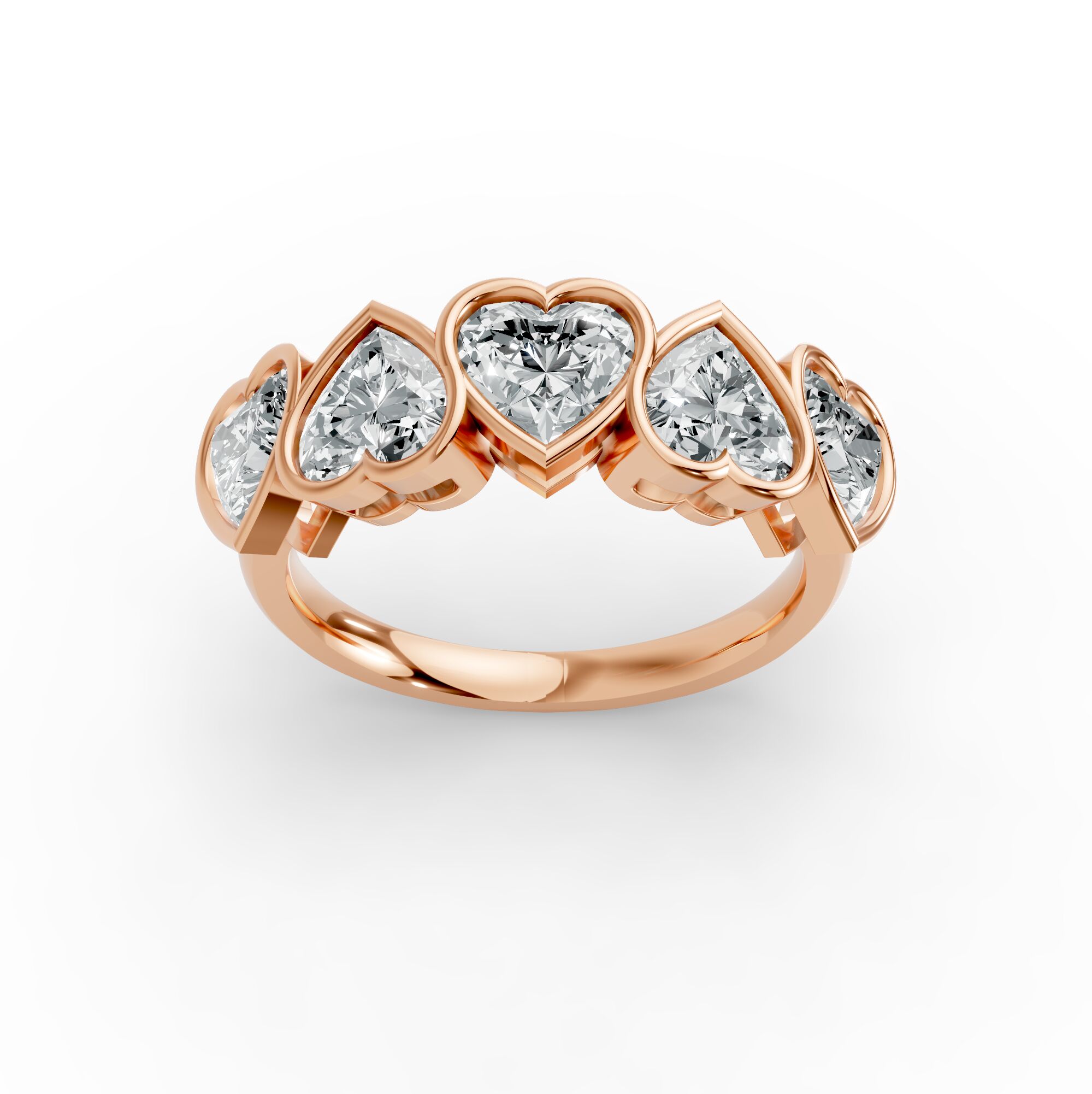 Heart Shape Diamond Anniversary Band in Gold