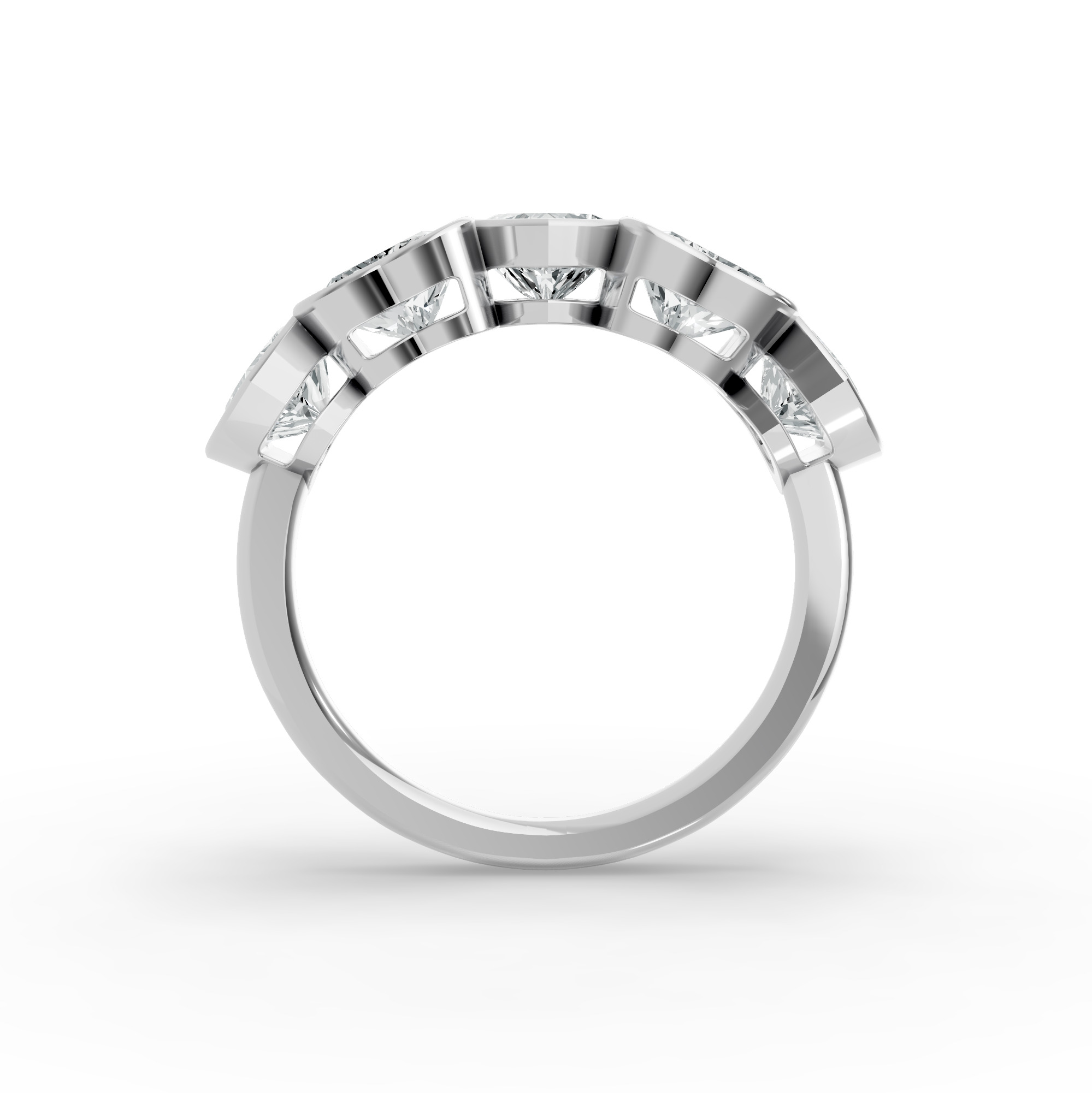 Heart Shape Diamond Anniversary Band in Gold